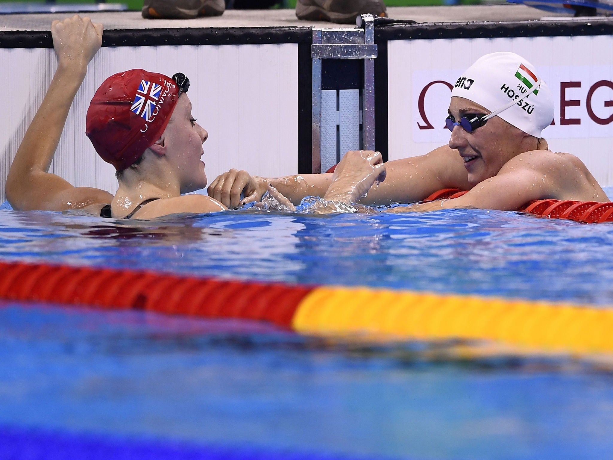 Siobhan-Marie O’Connor celebrates her silver medal