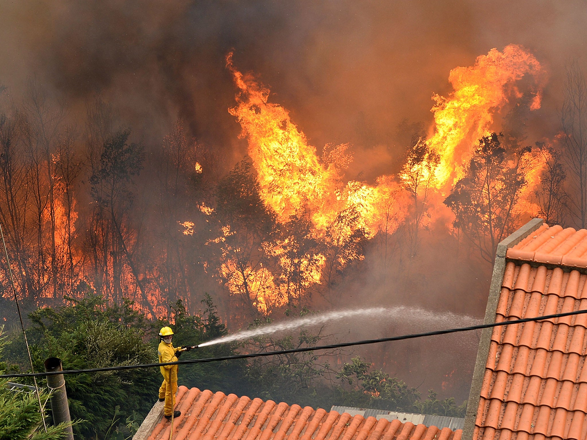 Fires also continued to rage on the Portuguese mainland for the fourth day running, as temperatures peaked at over 35 degrees Celsius