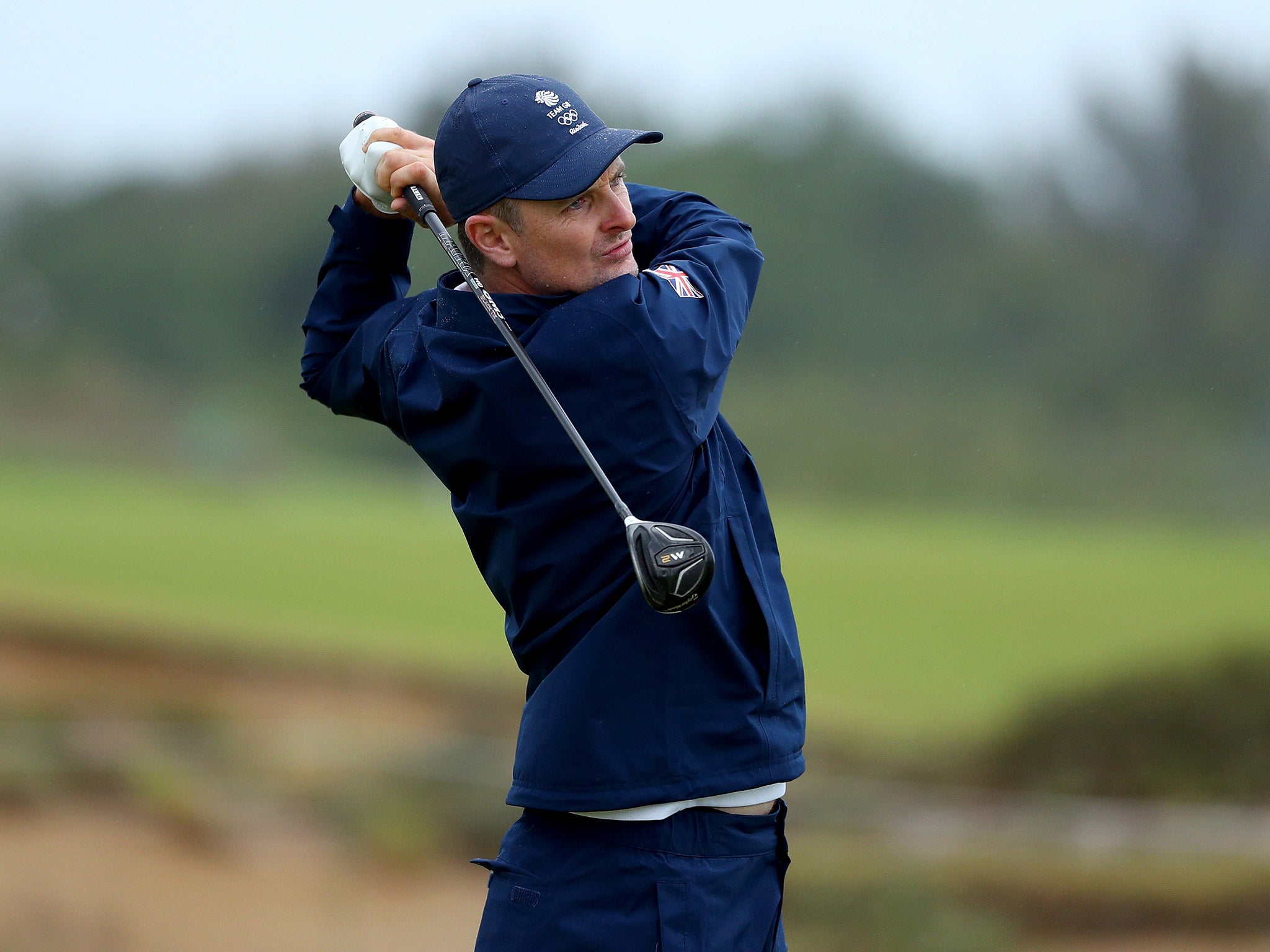 Justin Rose practices on the Olympic course in Rio