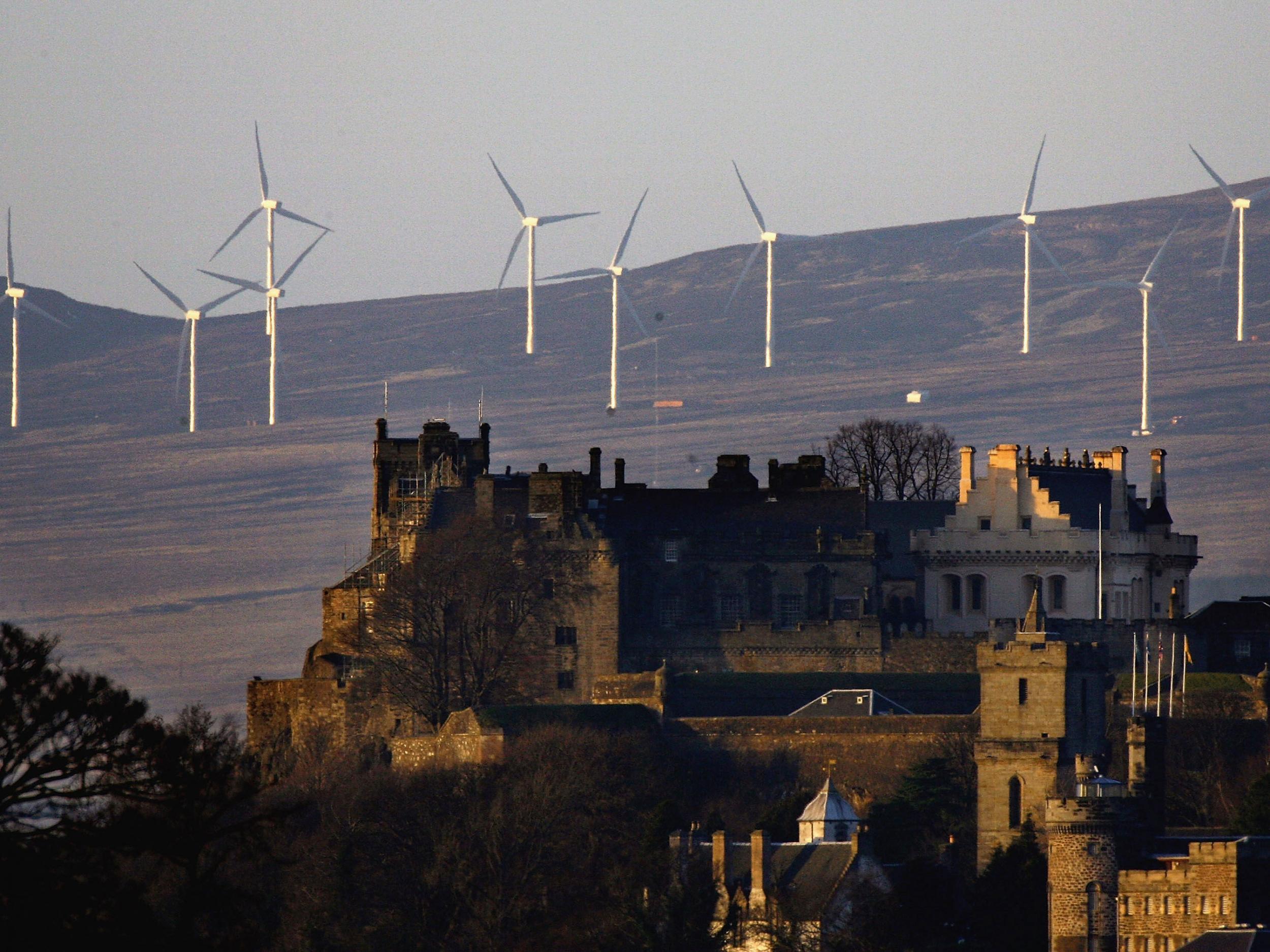 The wind turbines outside Stirling Castle