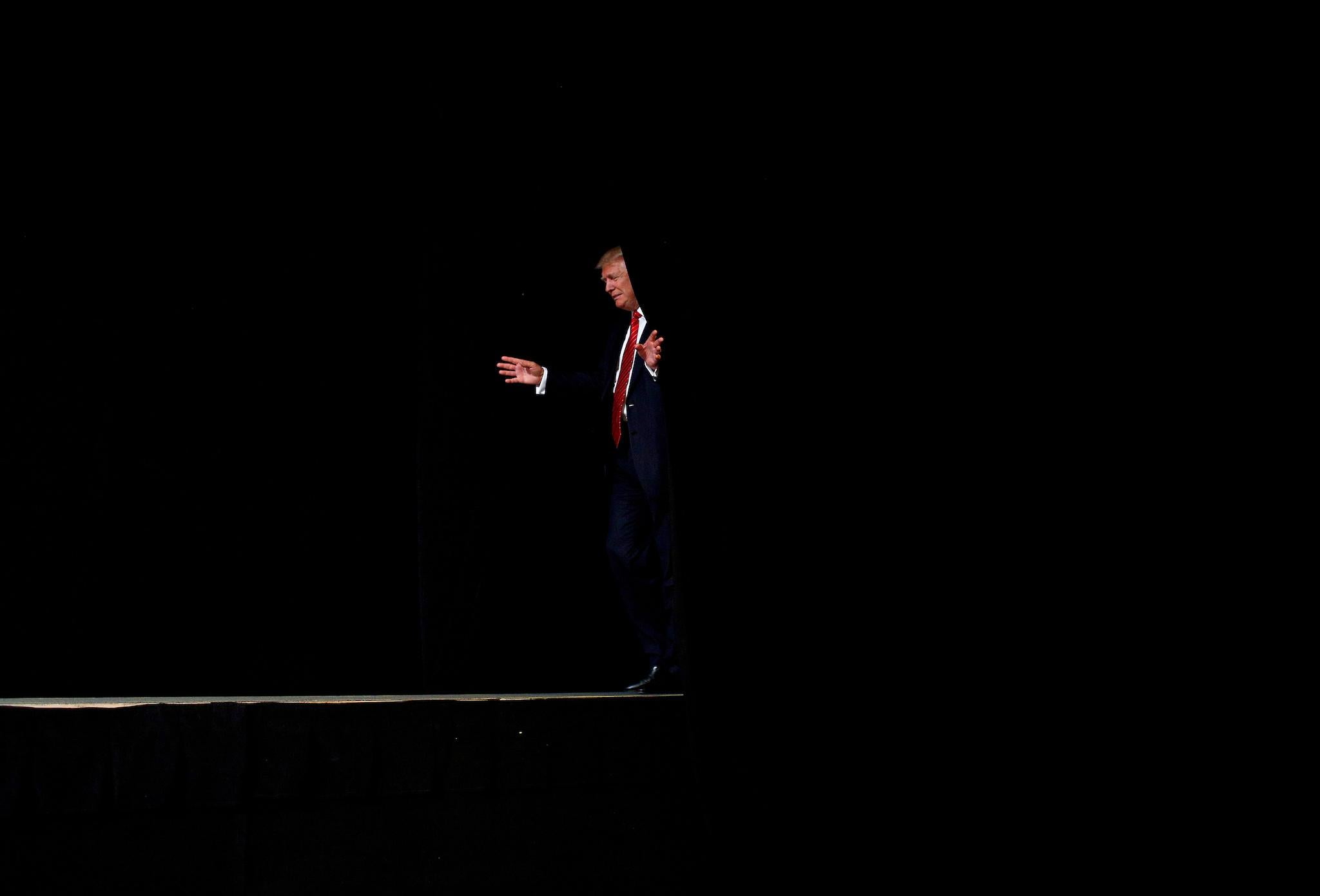 Republican U.S. presidential nominee Donald Trump attends a campaign rally at Crown Arena in Fayetteville, North Carolina August 9, 2016