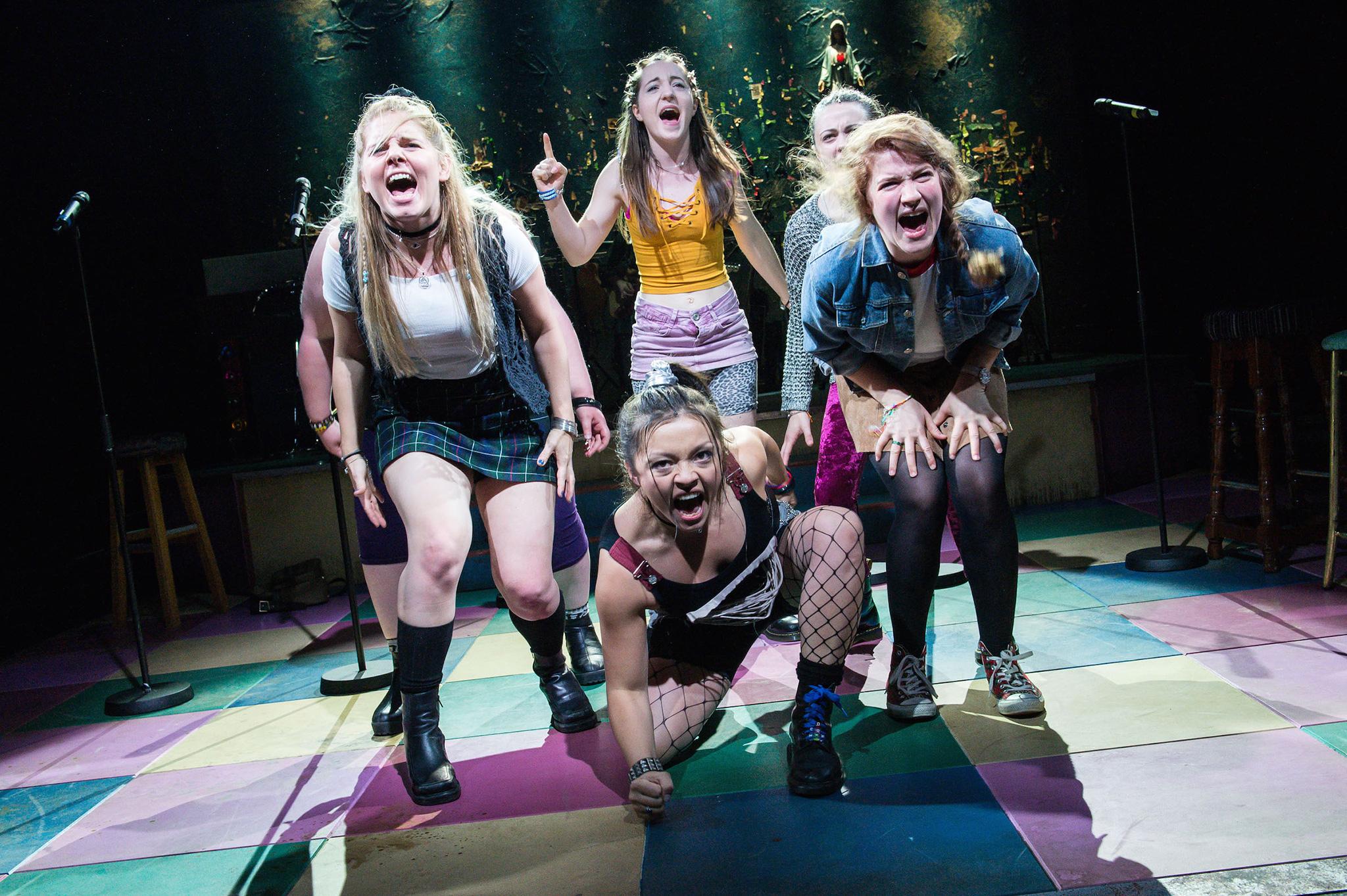 From left: Dawn Sievewright, Mayli McCann, Kirsty MacLaren, Melissa Allan and Karen Fishwick fire up this vivid production