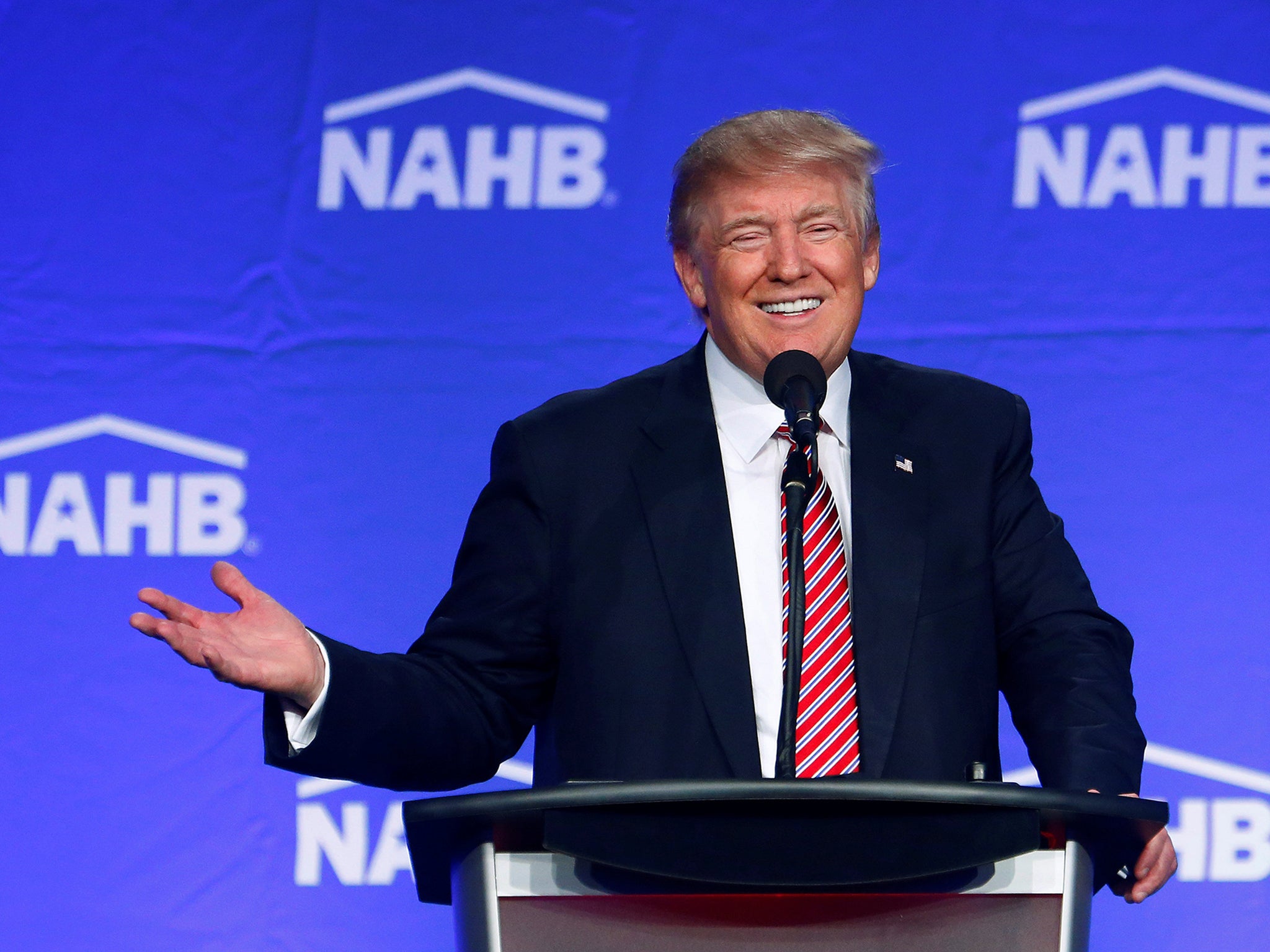 The Republican presidential nominee speaks at a National Association of Home Builders event in Miami Thursday