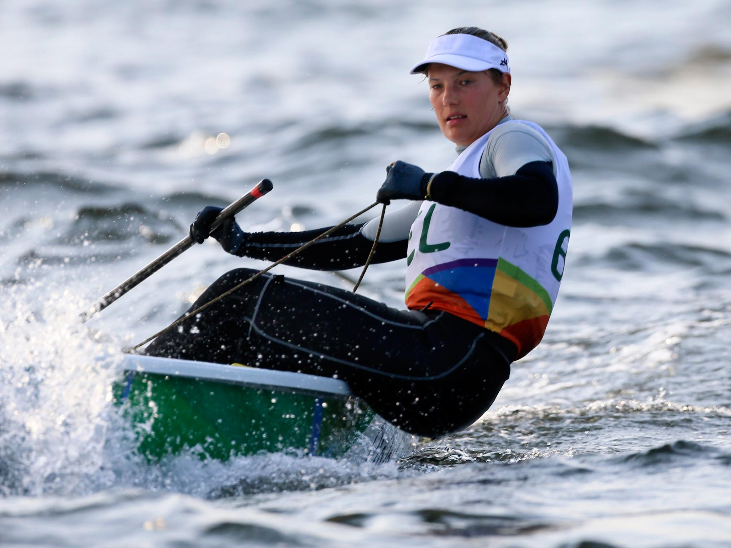 Belgian Laser Radial sailor Evi van Acker in action during the Rio 2016 Olympic Games Sailing events in Guanabara Bay, Rio de Janeiro, Brazil, 09 August 2016