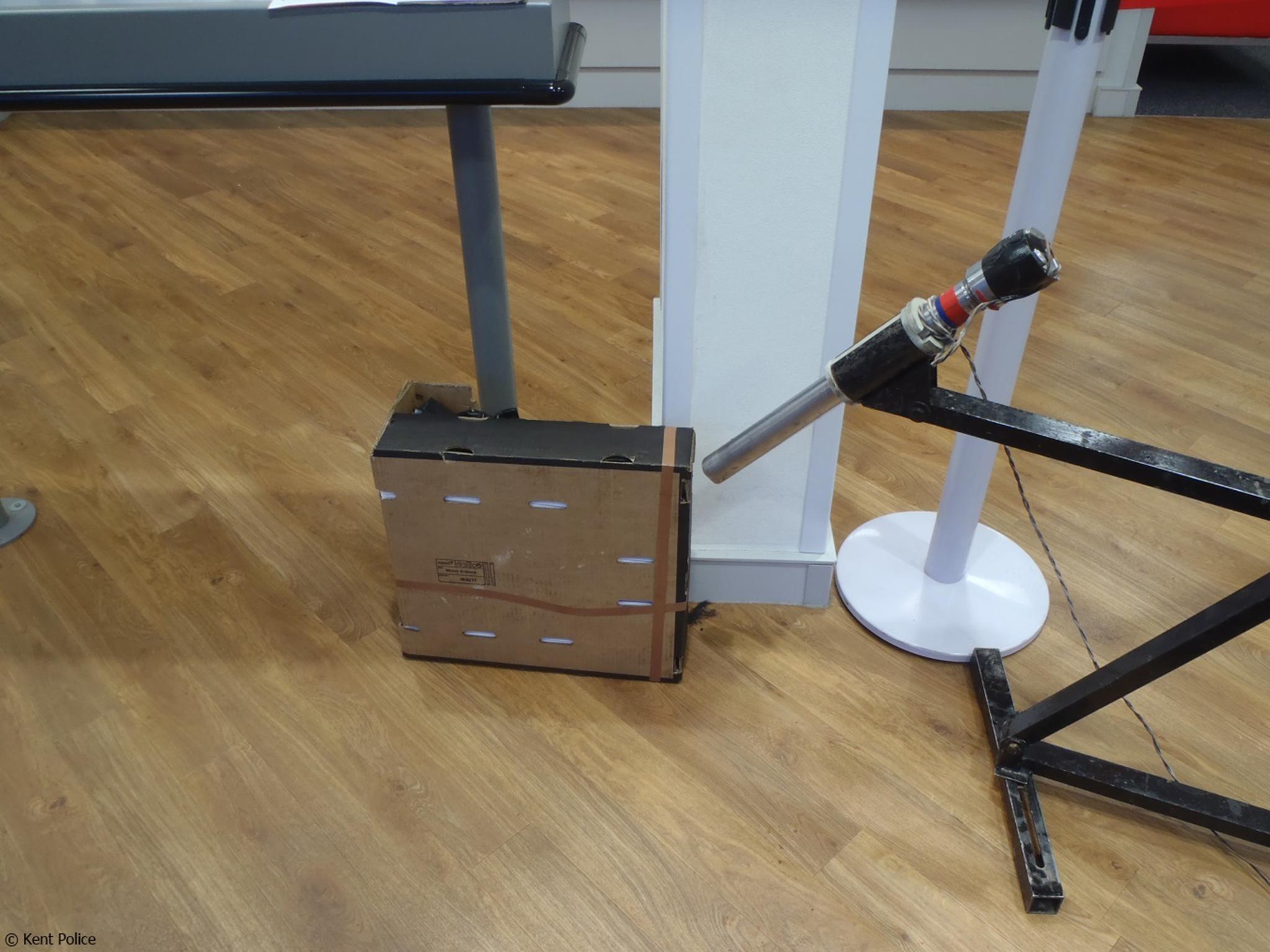 The fake 'device' left behind in the bank