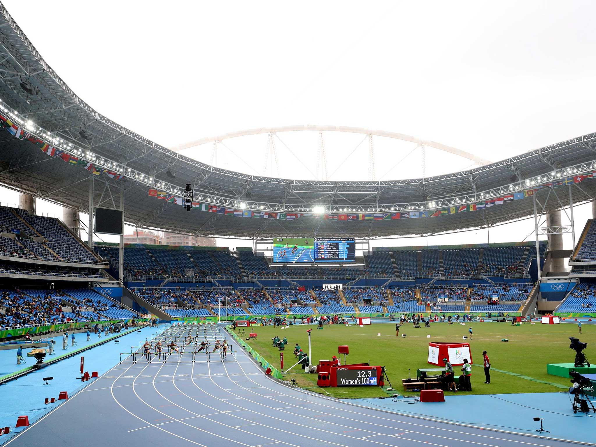 Many empty seats were seen on the first morning at the Joao Havelange Stadium