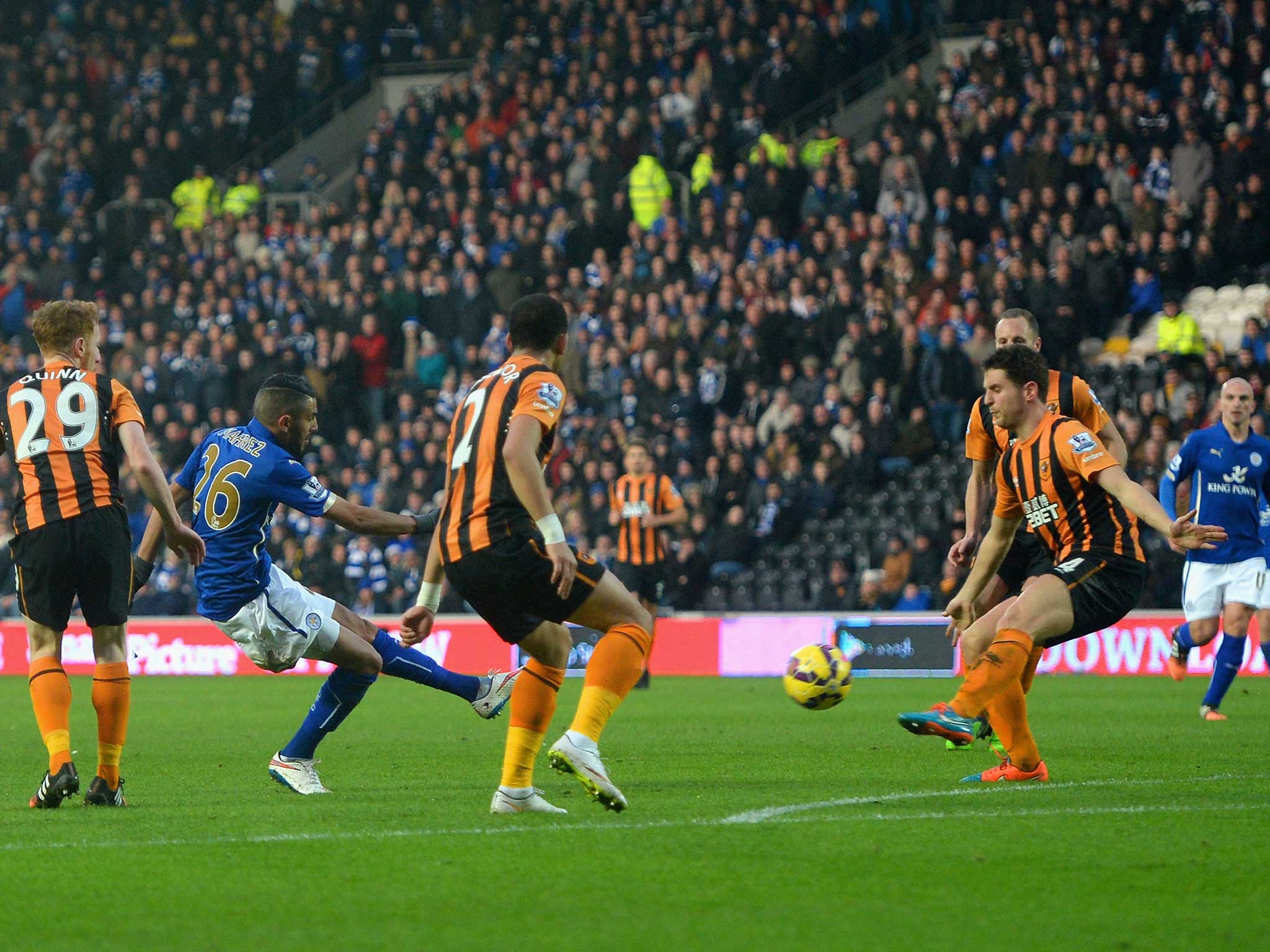 Riyad Mahrez scored the winner for Leicester in the last league meeting at the KCOM Stadium