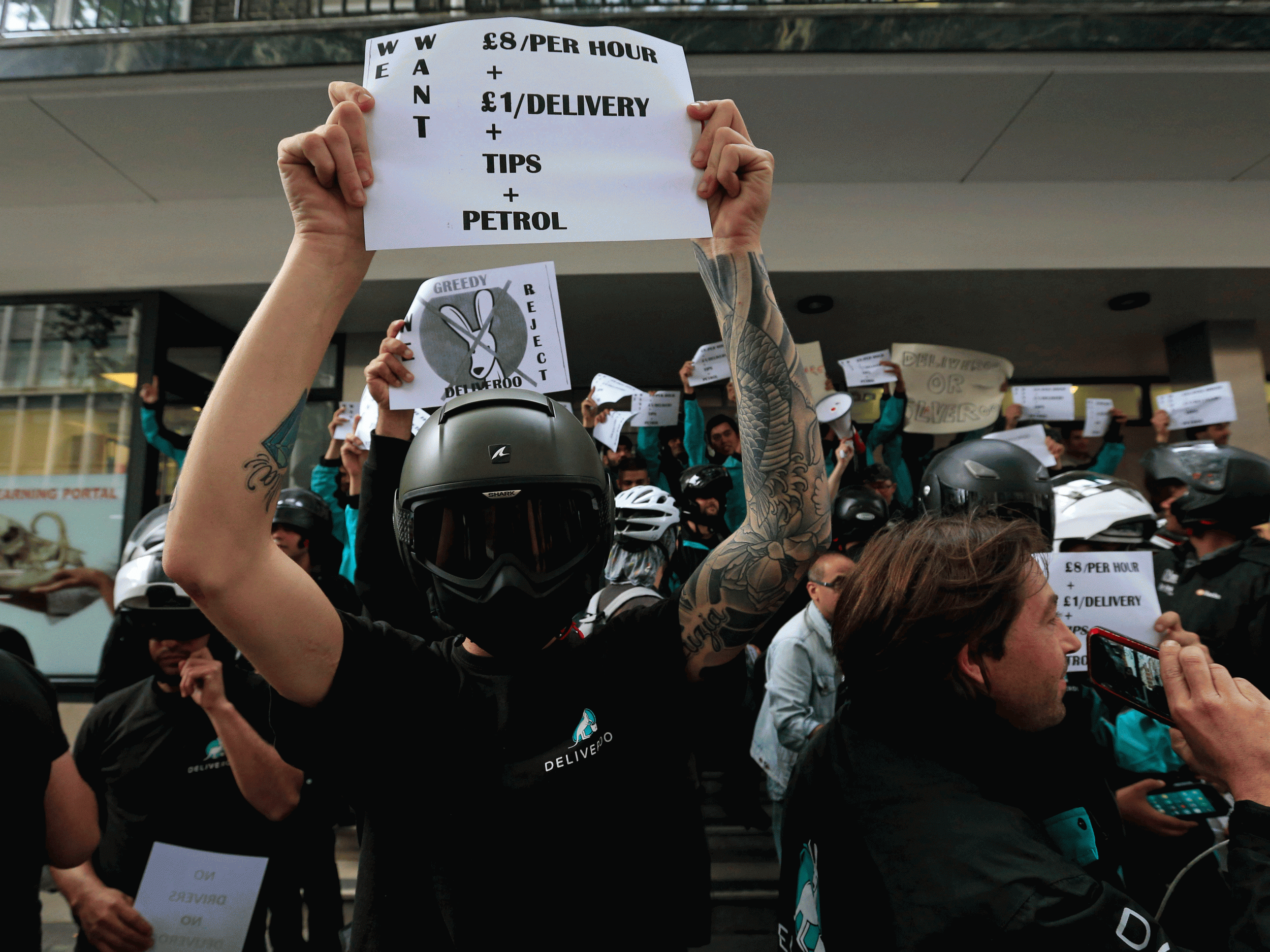 The Deliveroo contract, which went as far as explicitly insisting that workers promise never to go to court to dispute their self-employed status, sparked protests outside the company headquarters