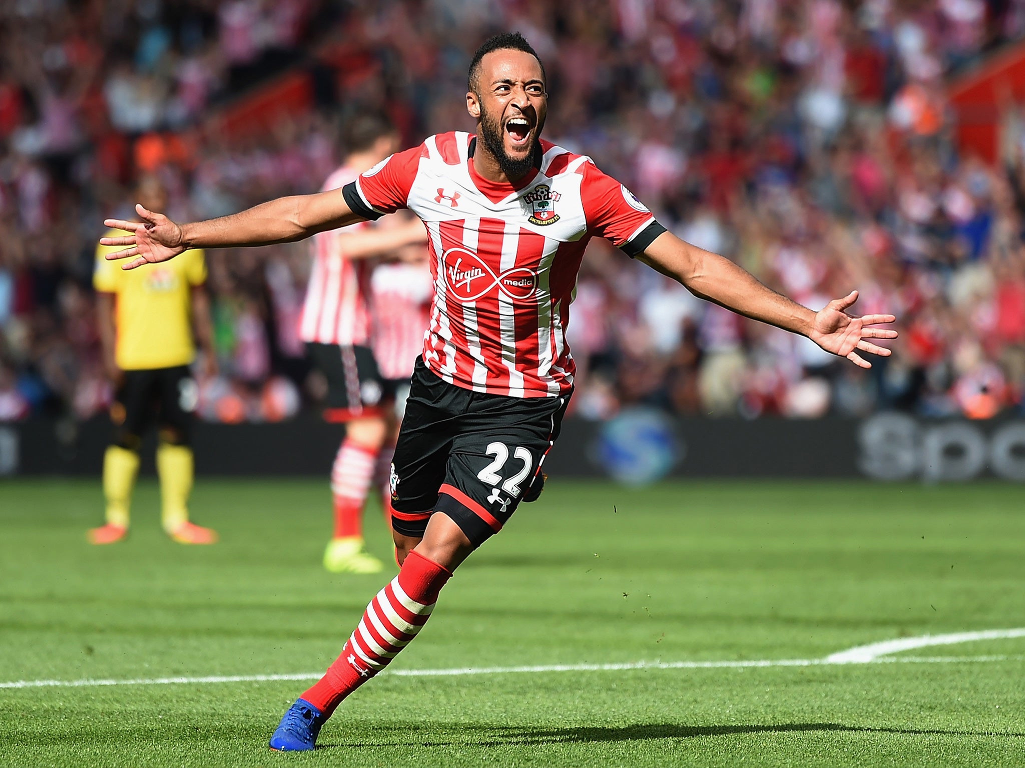 Redmond wheels away after scoring Southampton's equaliser against Watford last month