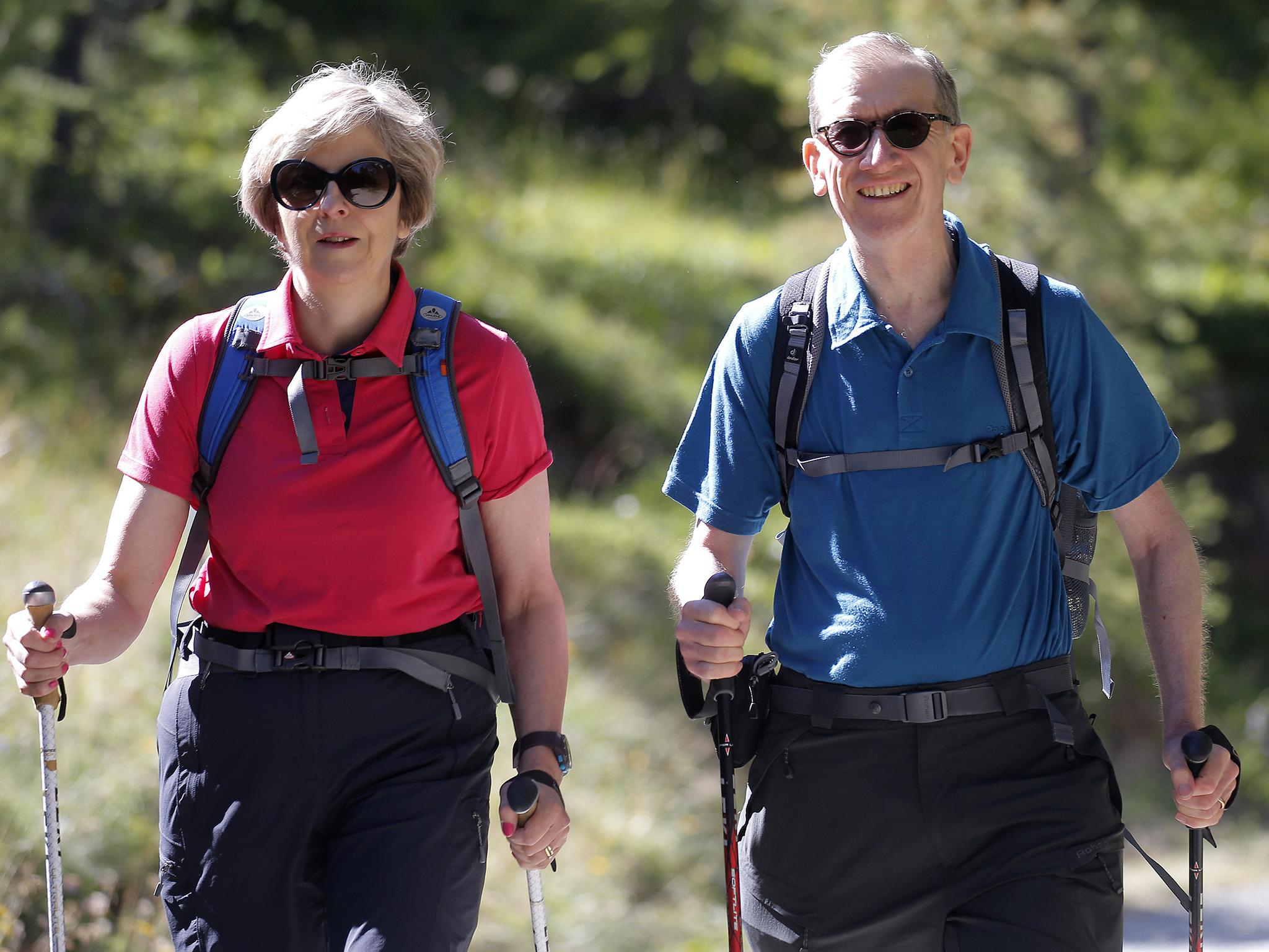 Theresa May and her husband, Philip, on holiday earlier this year