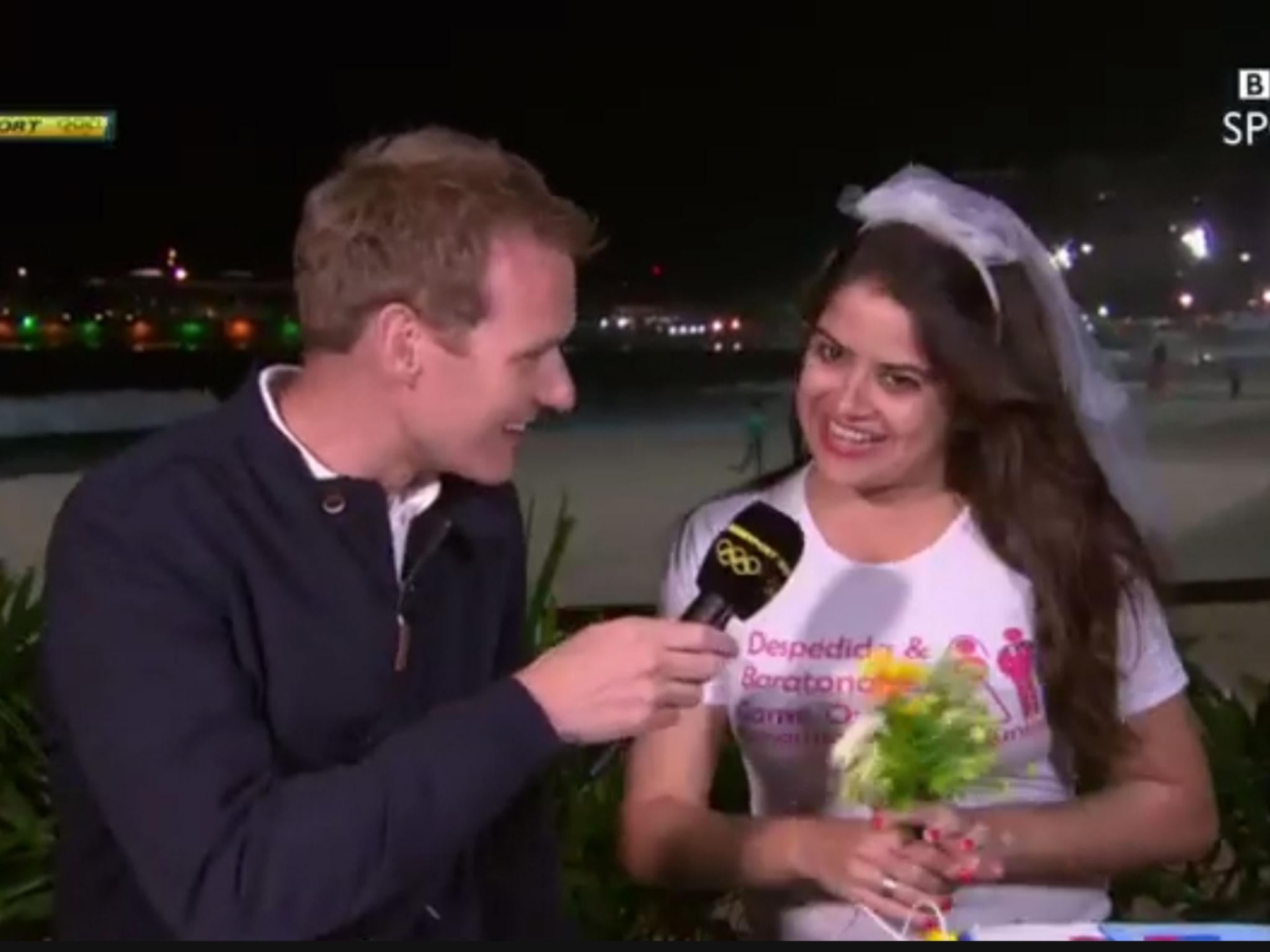 Dan Walker interviews the bride-to-be Maria