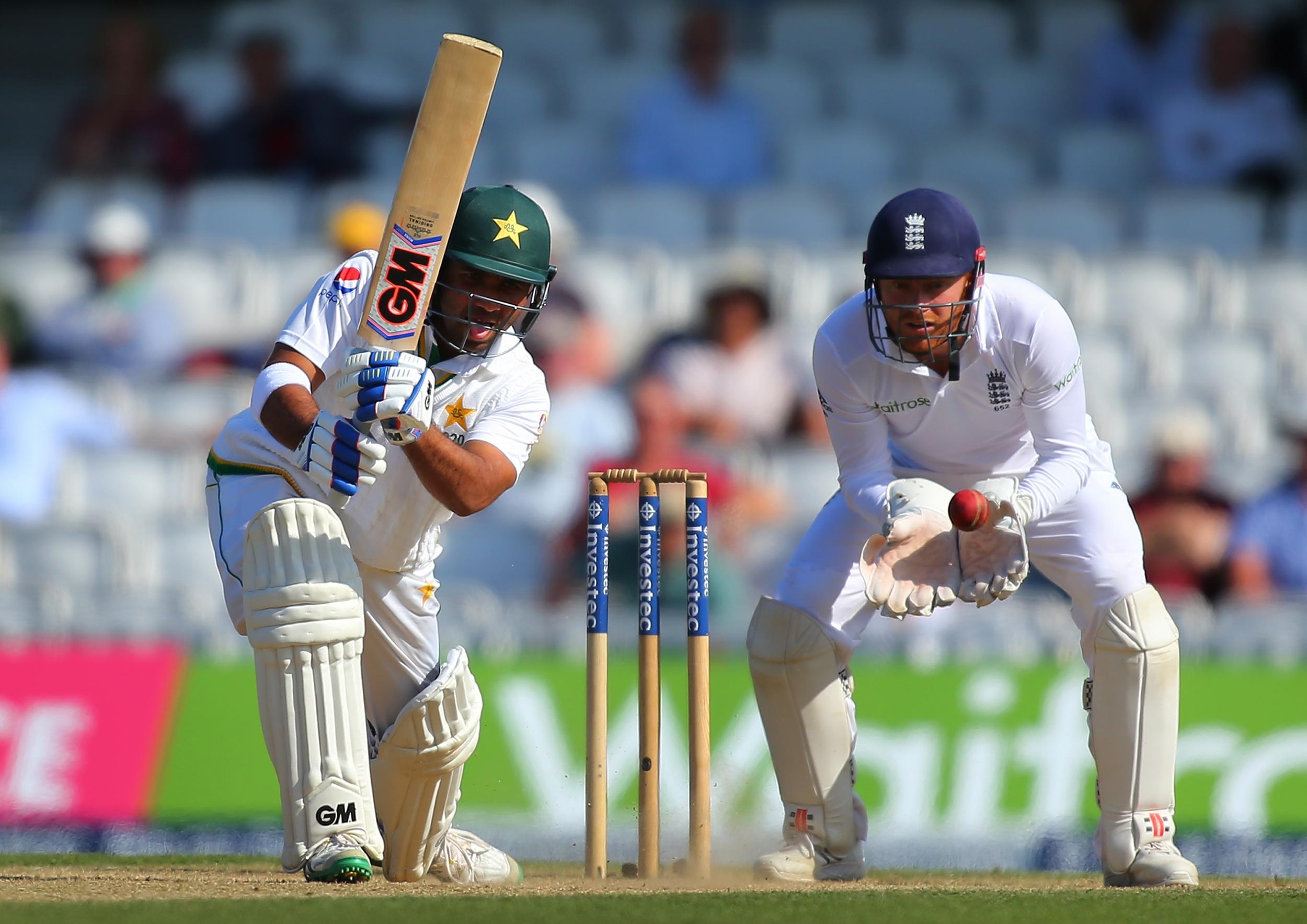 Sami Aslam of Pakistan bats during day four of the 4th Investec Test between England and Pakistan