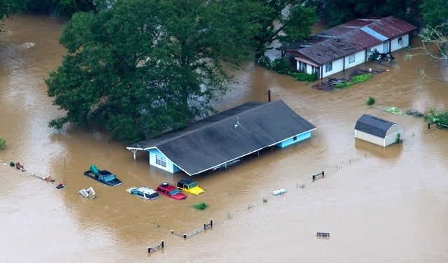 Flooded homes along the Tangipahoa River near Amite, Louisiana AP