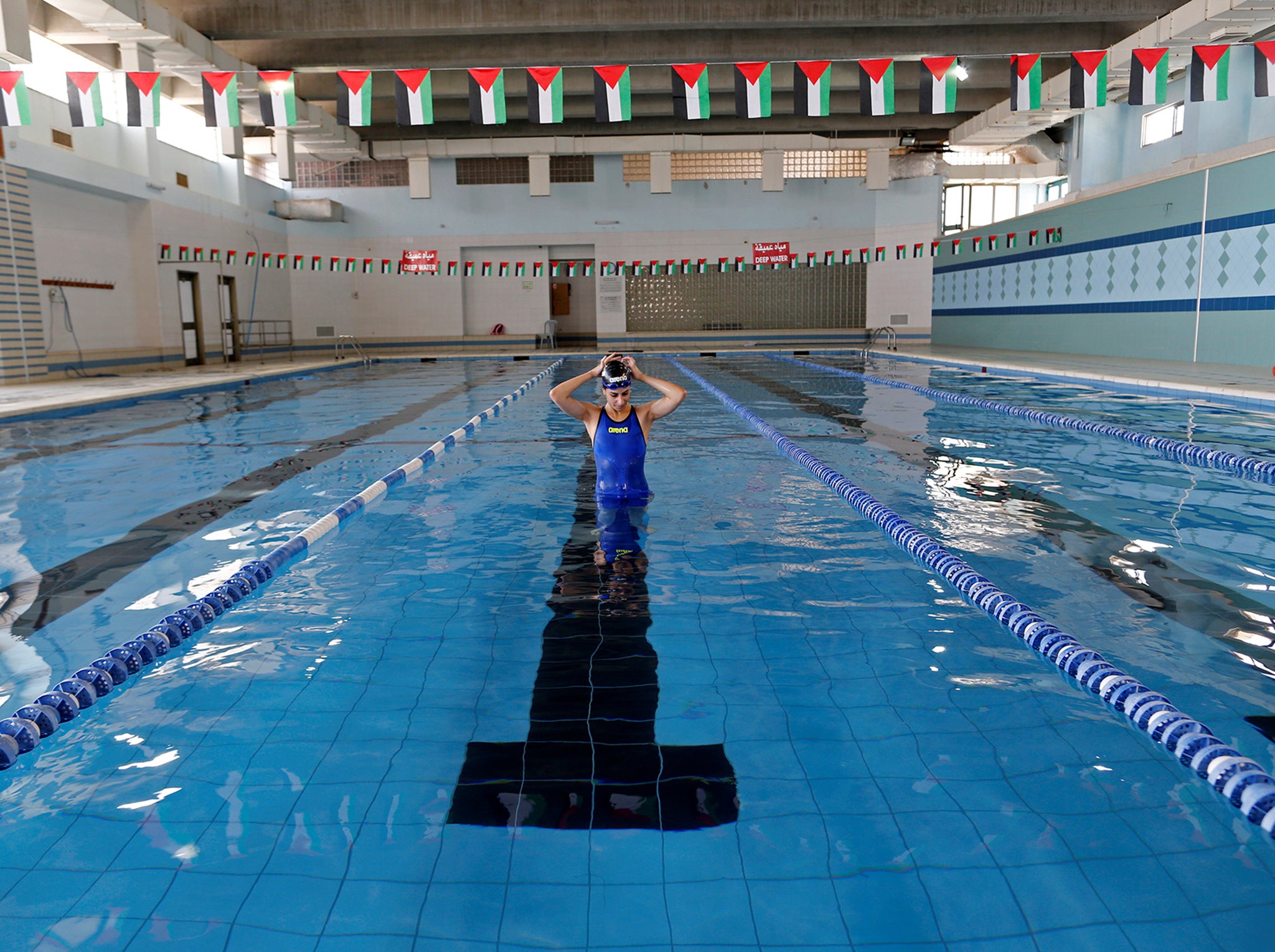 Palestinian swimmer Mary Al-Atrash, currently competing at Rio