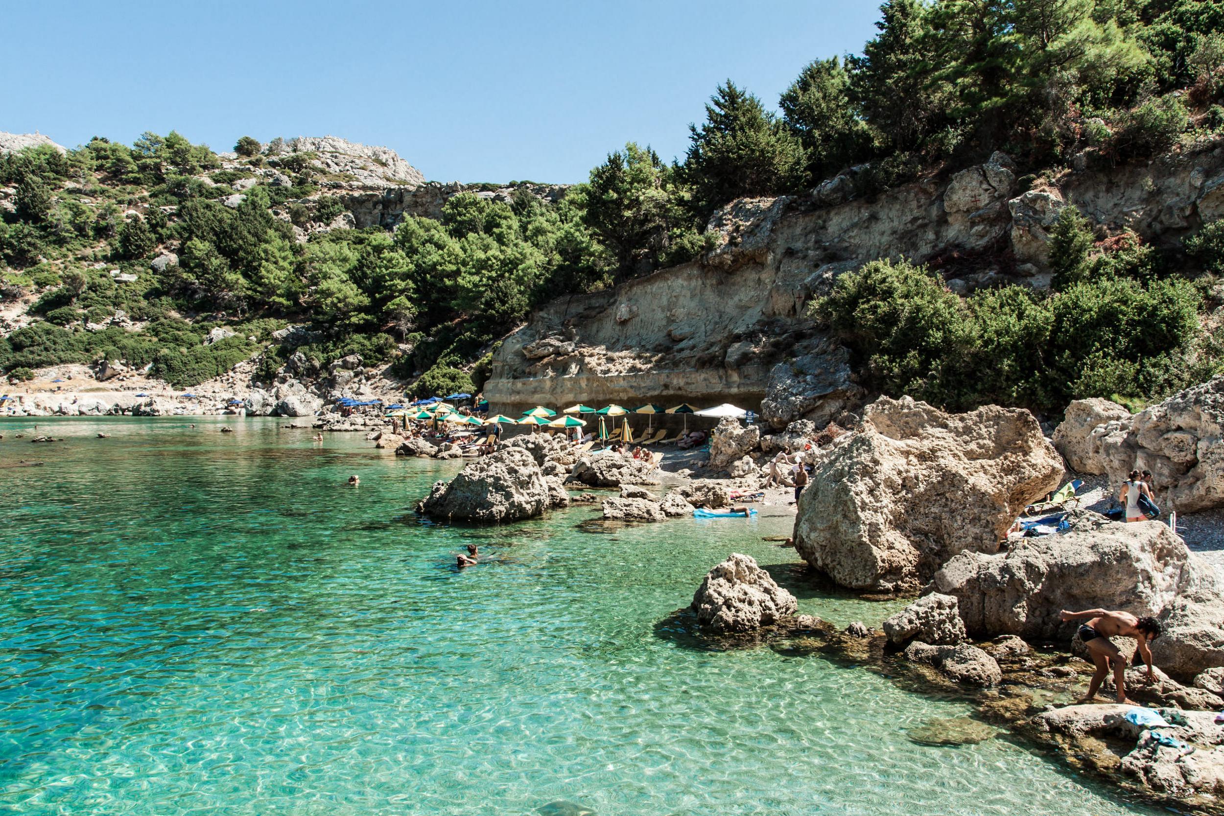 A nearby beach at Anthony Quinn Bay