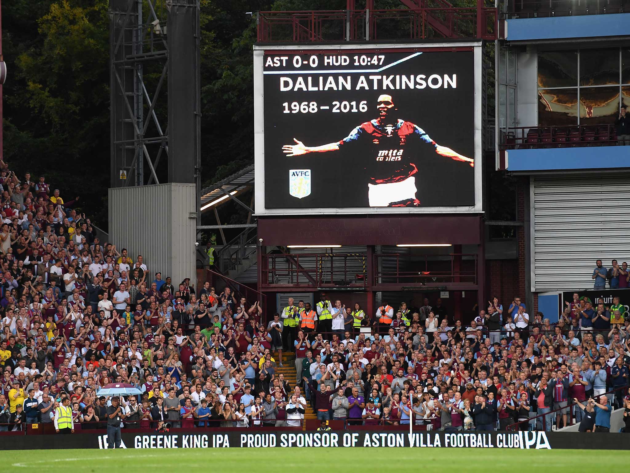 Aston Villa fans remember Dalian Atkinson at Villa Park on Tuesday