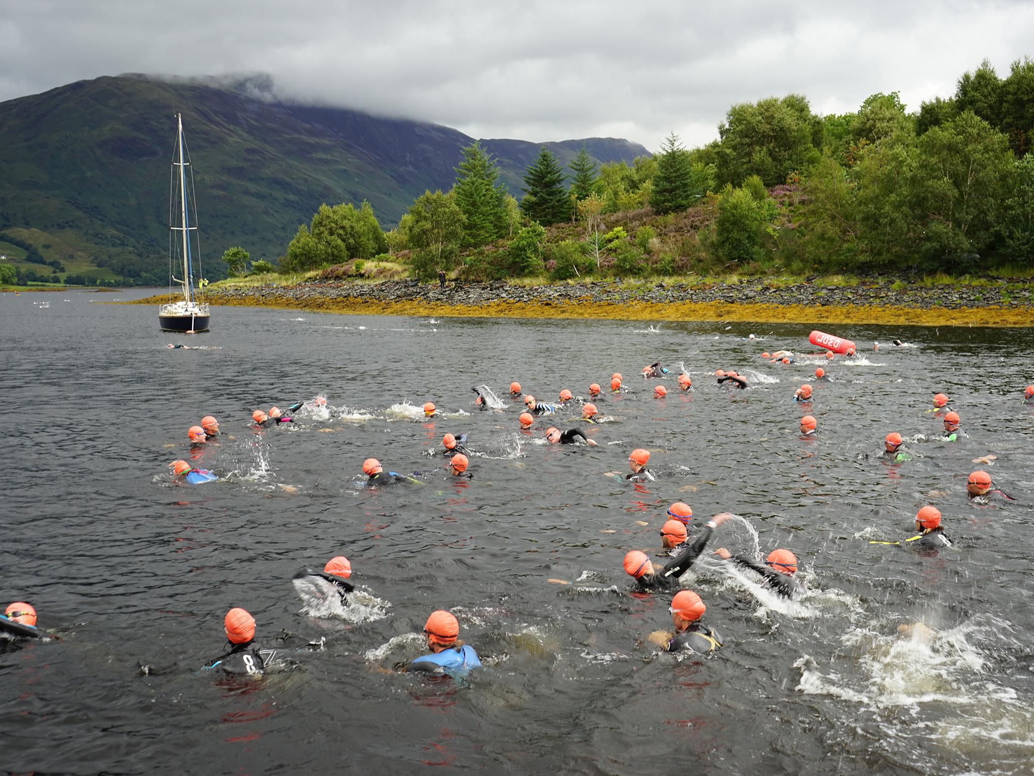 The 1500m group was popular - with mothers and daughters in matching wetsuits and men with GoPros strapped to their heads