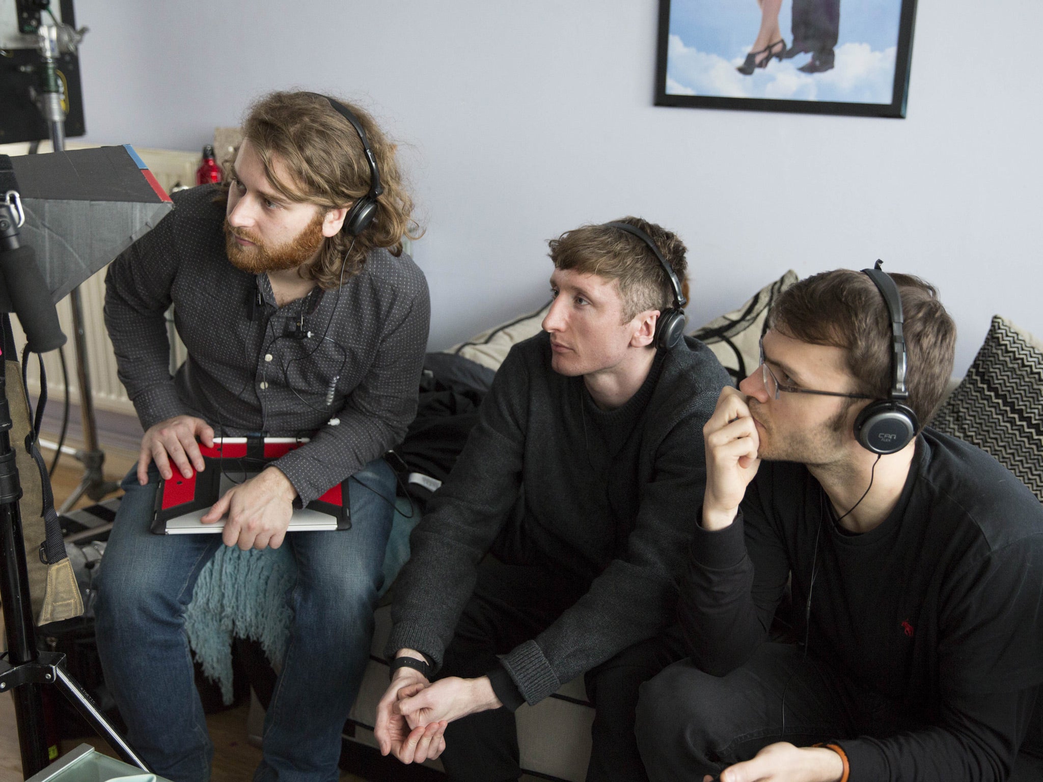 Director Jack Clough, Steve Stamp and producer Jon Petrie on set