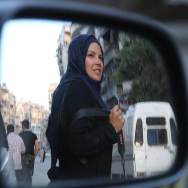 &#13;
Journalist Emma Beals, pictured in Aleppo, Syria &#13;