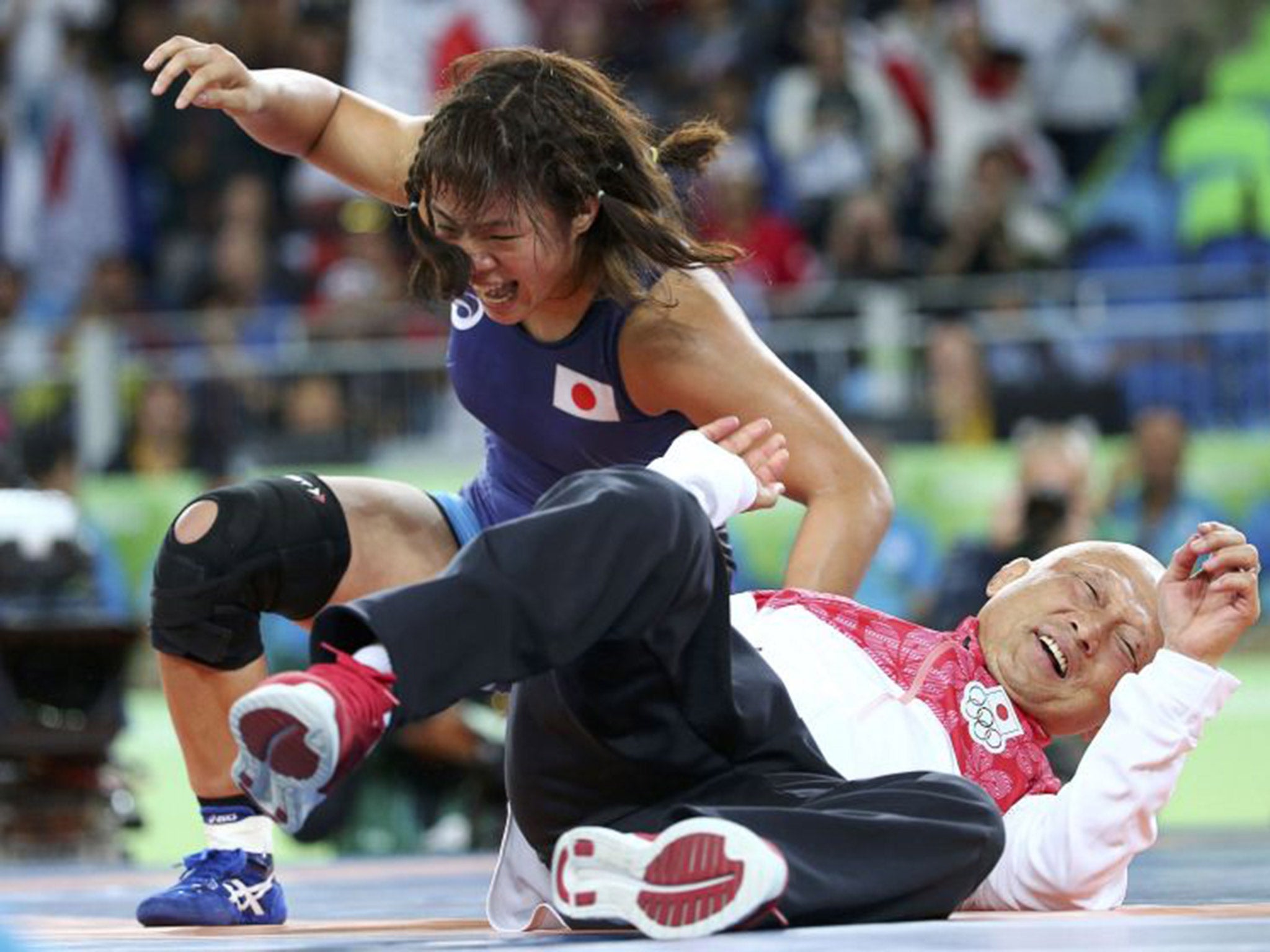 Kiwai said she had permission from Sakae to flip him over if she won