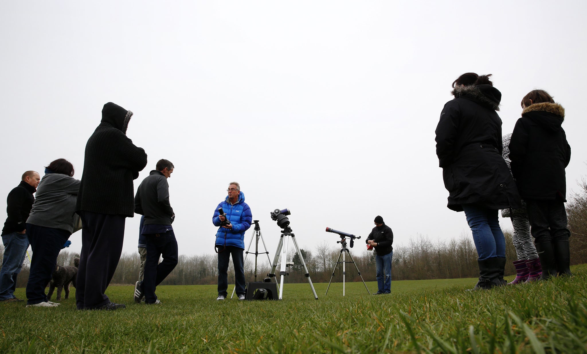 The Basingstoke Astronomical Society setting up ahead of the 2015 partial eclipse