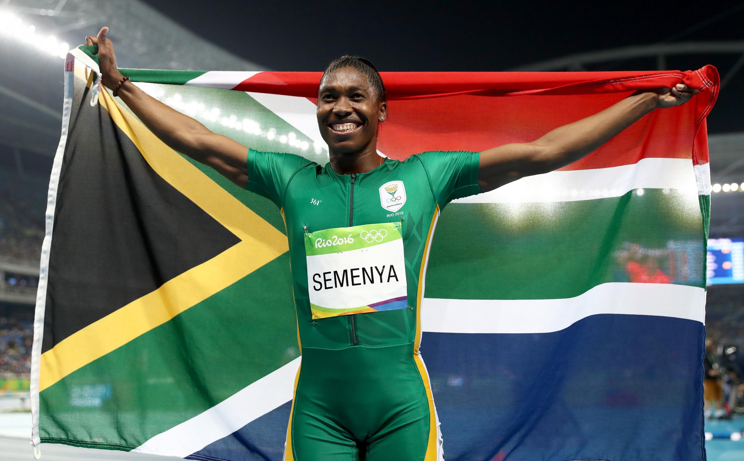 Caster Semenya of South Africa moments after winning gold in the women's 800m final