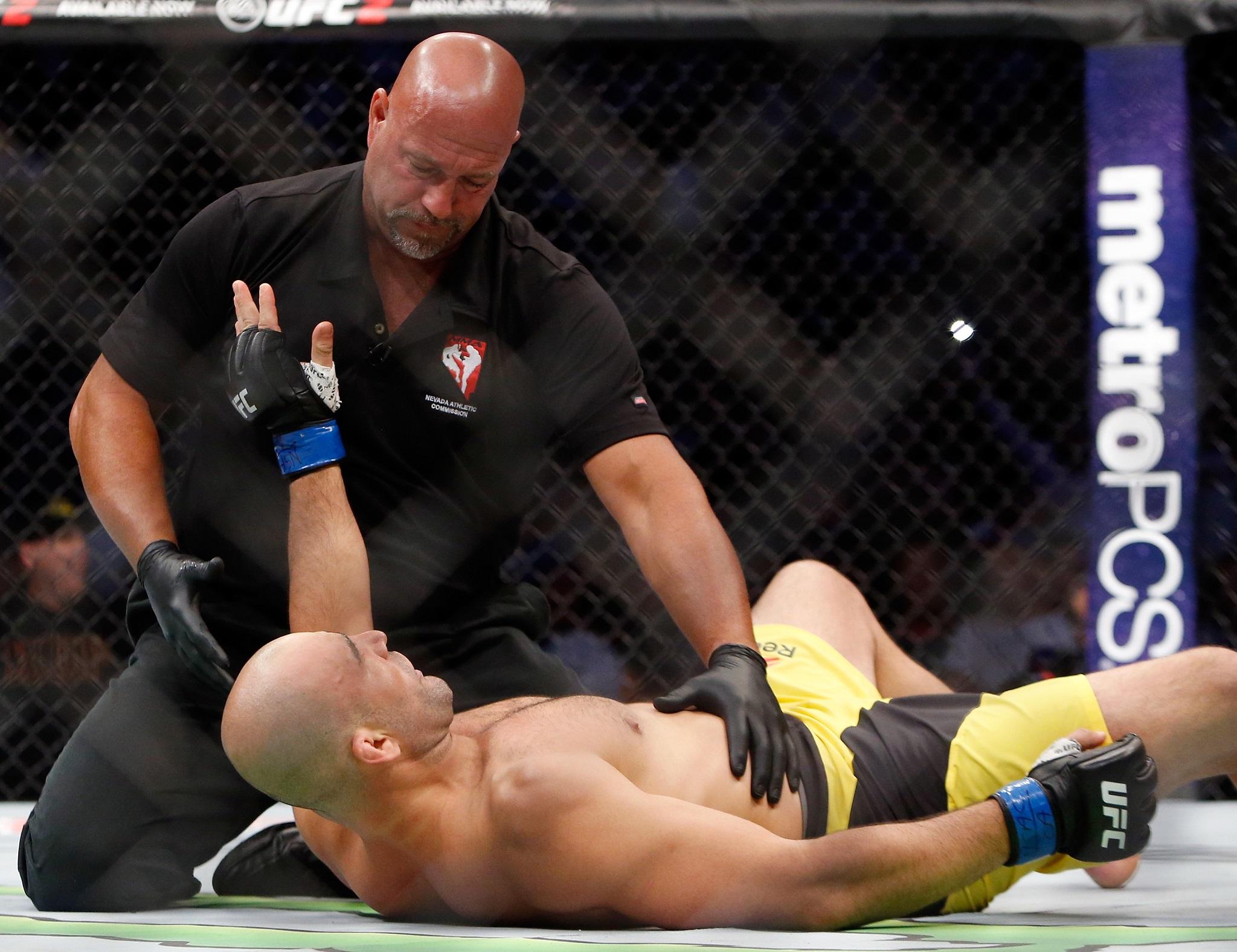 Teixeira needed medical treatment after suffering a brutal knockout (Getty)