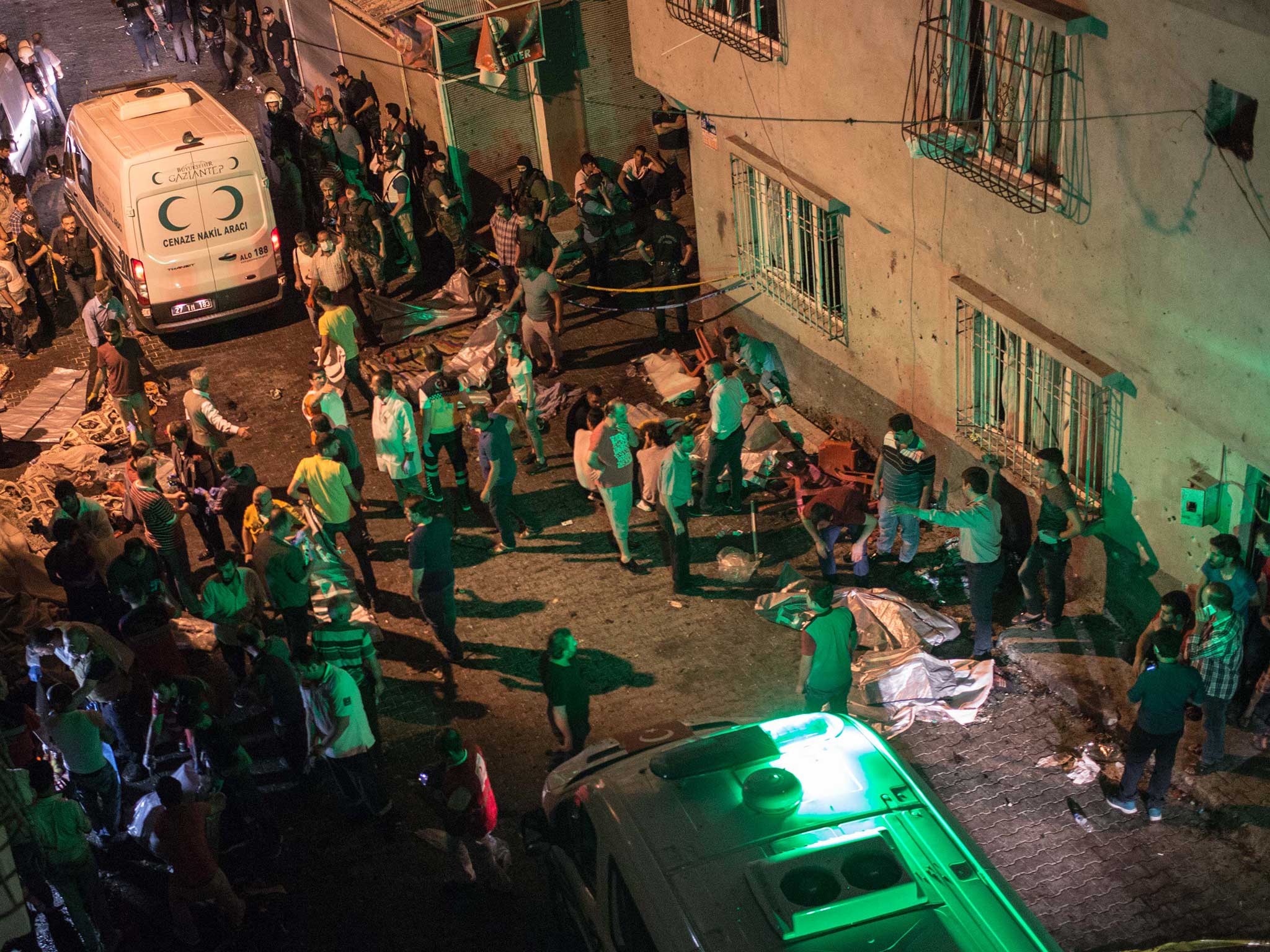 Ambulances arrive at the site of the explosion