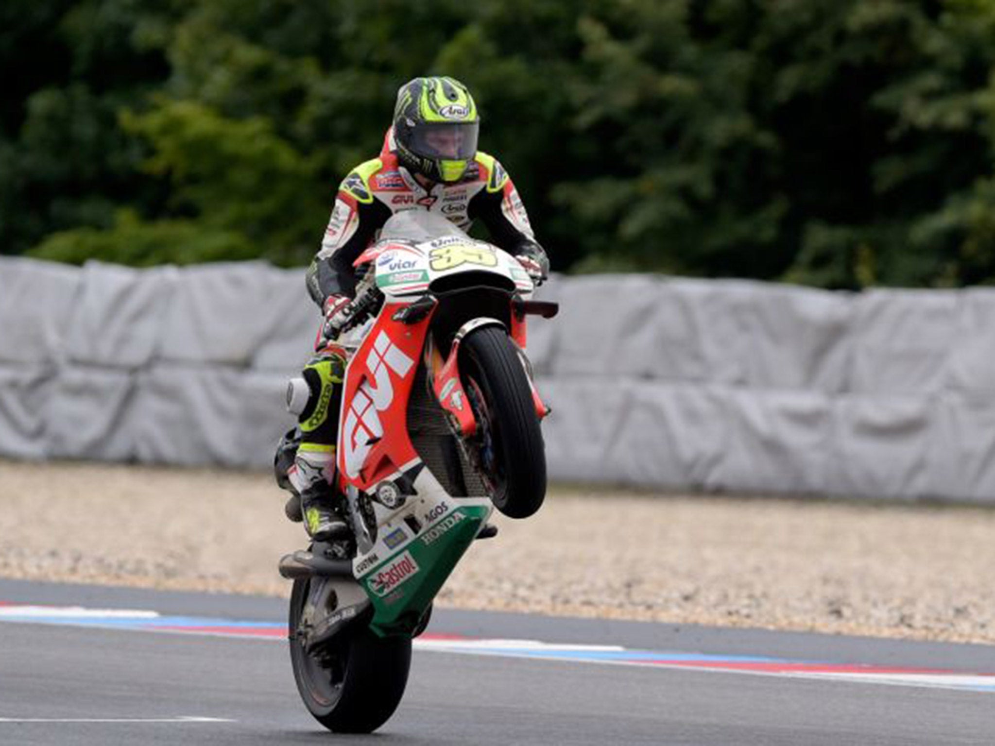 Cal Crutchlow celebrates his success in the Czcech Grand Prix