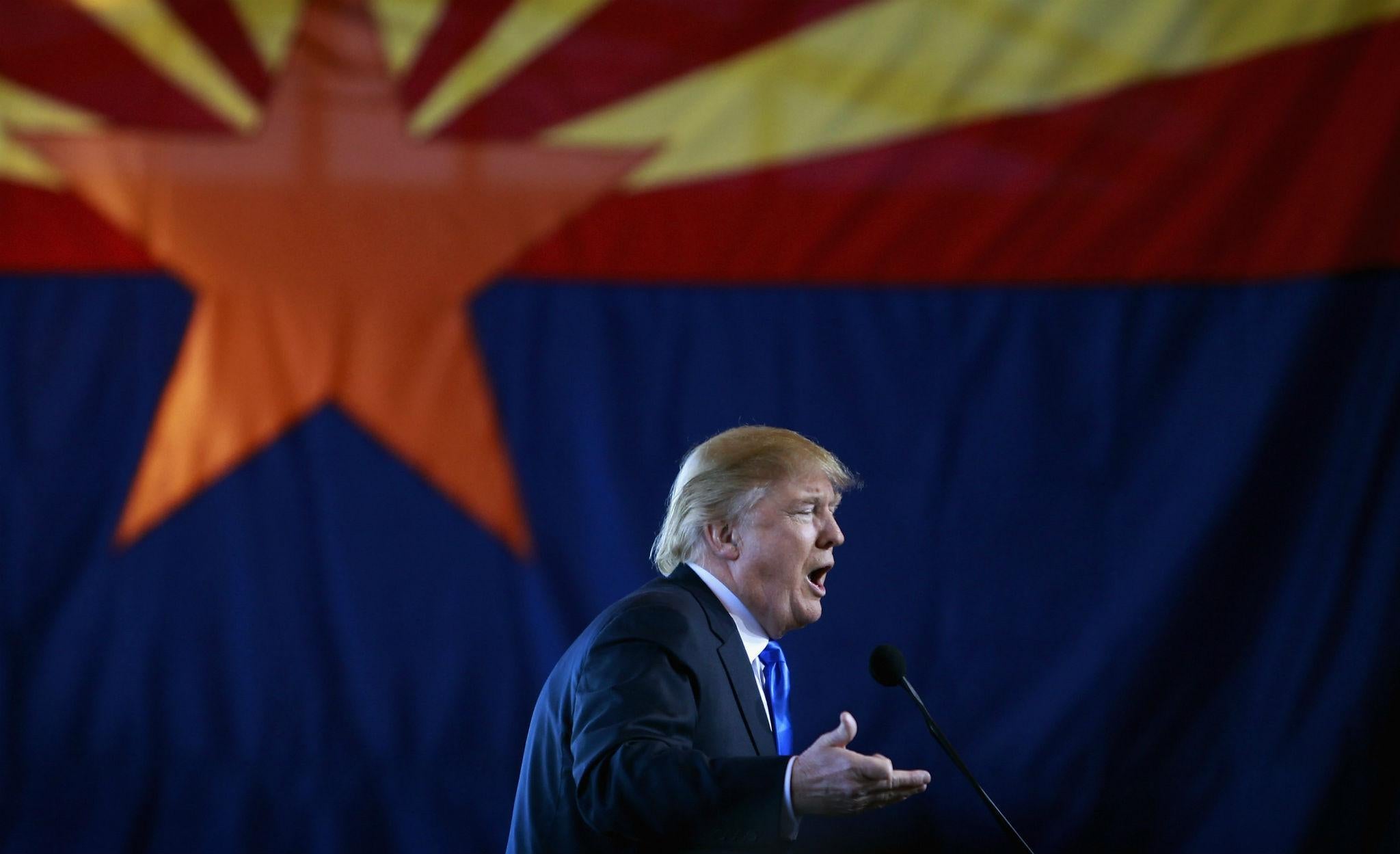 Donald Trump on the stump in Mesa, Arizona in December 2015