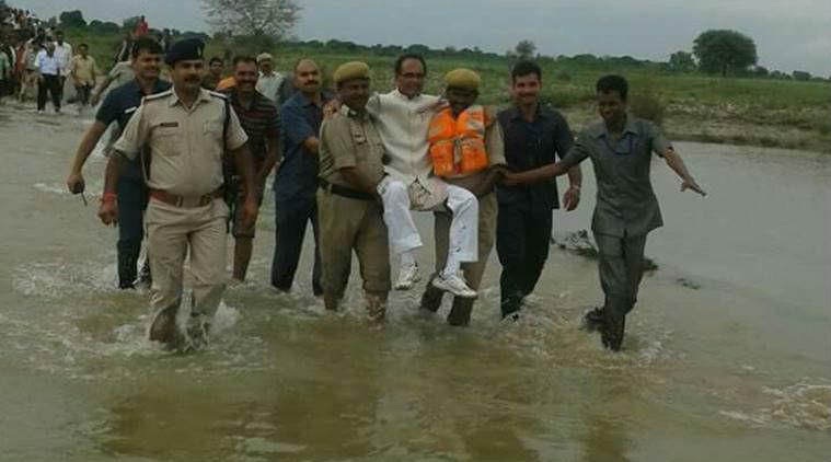 Shivraj Singh Chouhan was visting villagers in the state of Madhya Pradesh