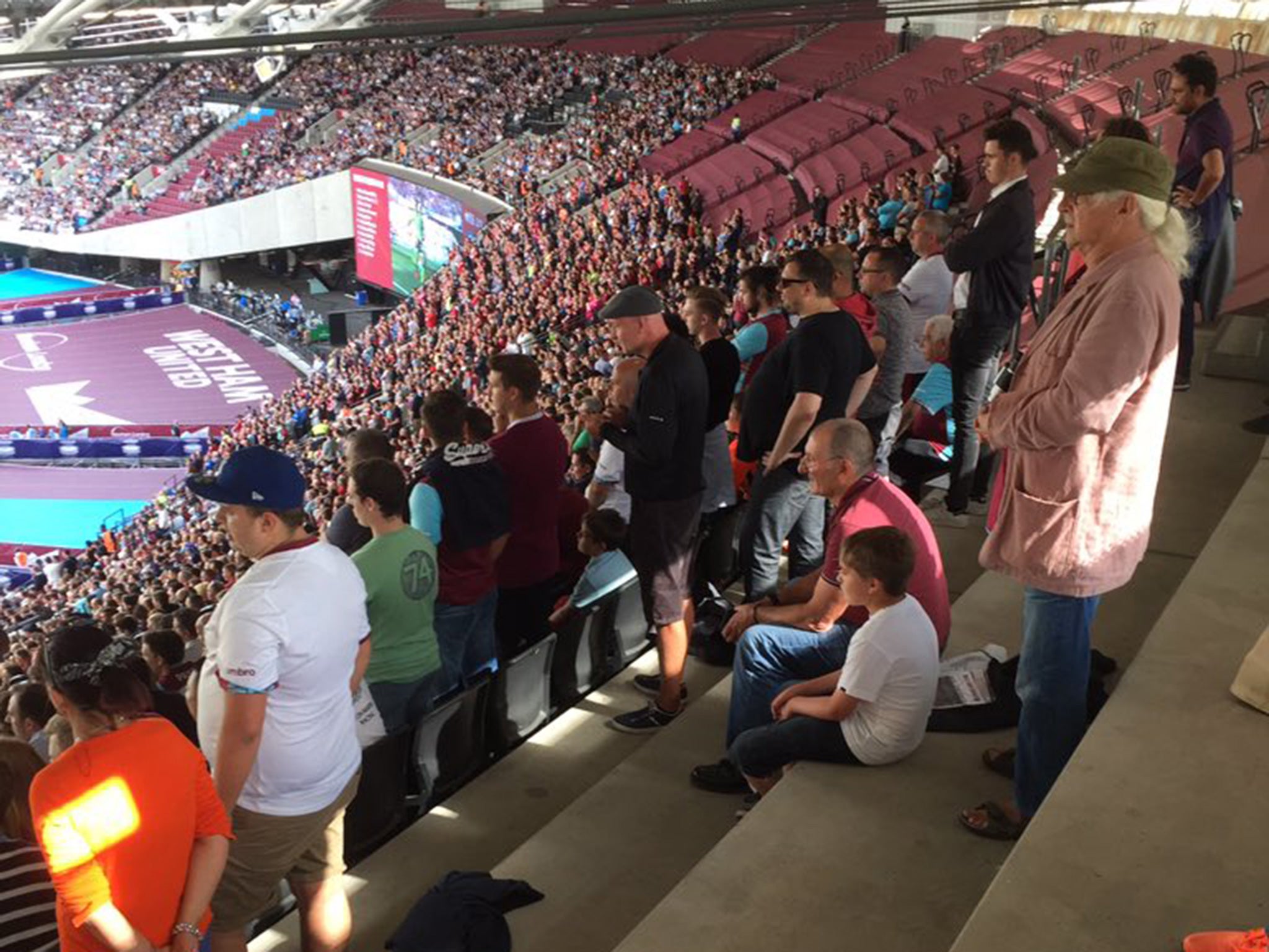 Supporters were forced to stand on slabs on concrete