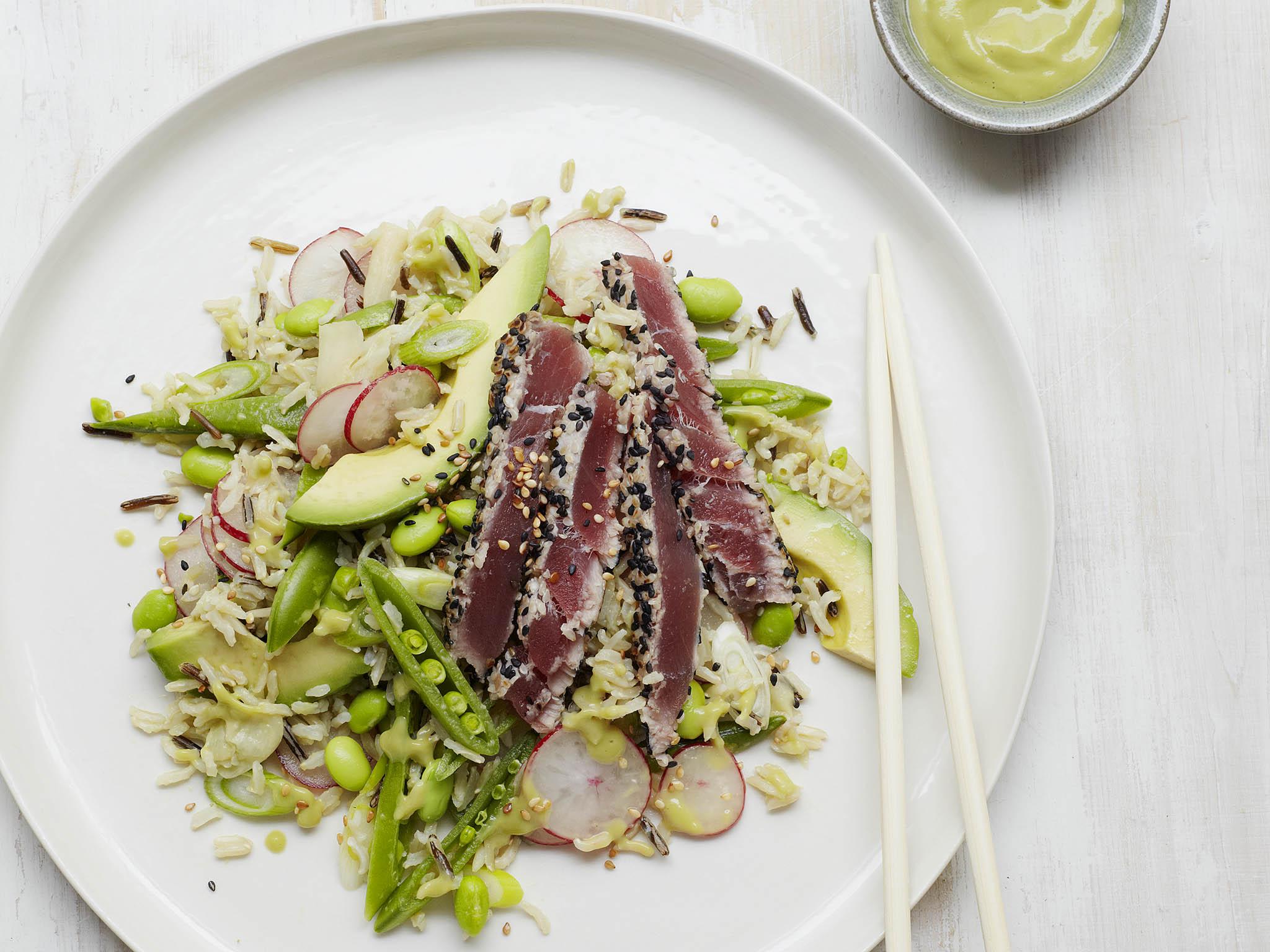 A punchy dressing and delicious seared tuna make this a craveworthy sushi salad