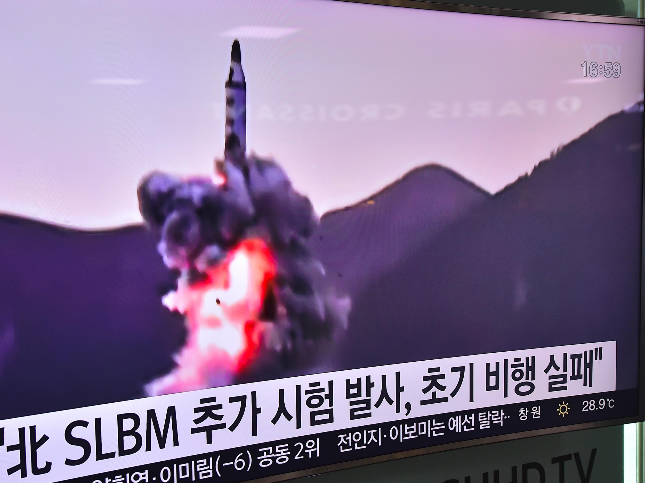 Footage of a North Korean missile launch on July 9 2016 (Getty Images )