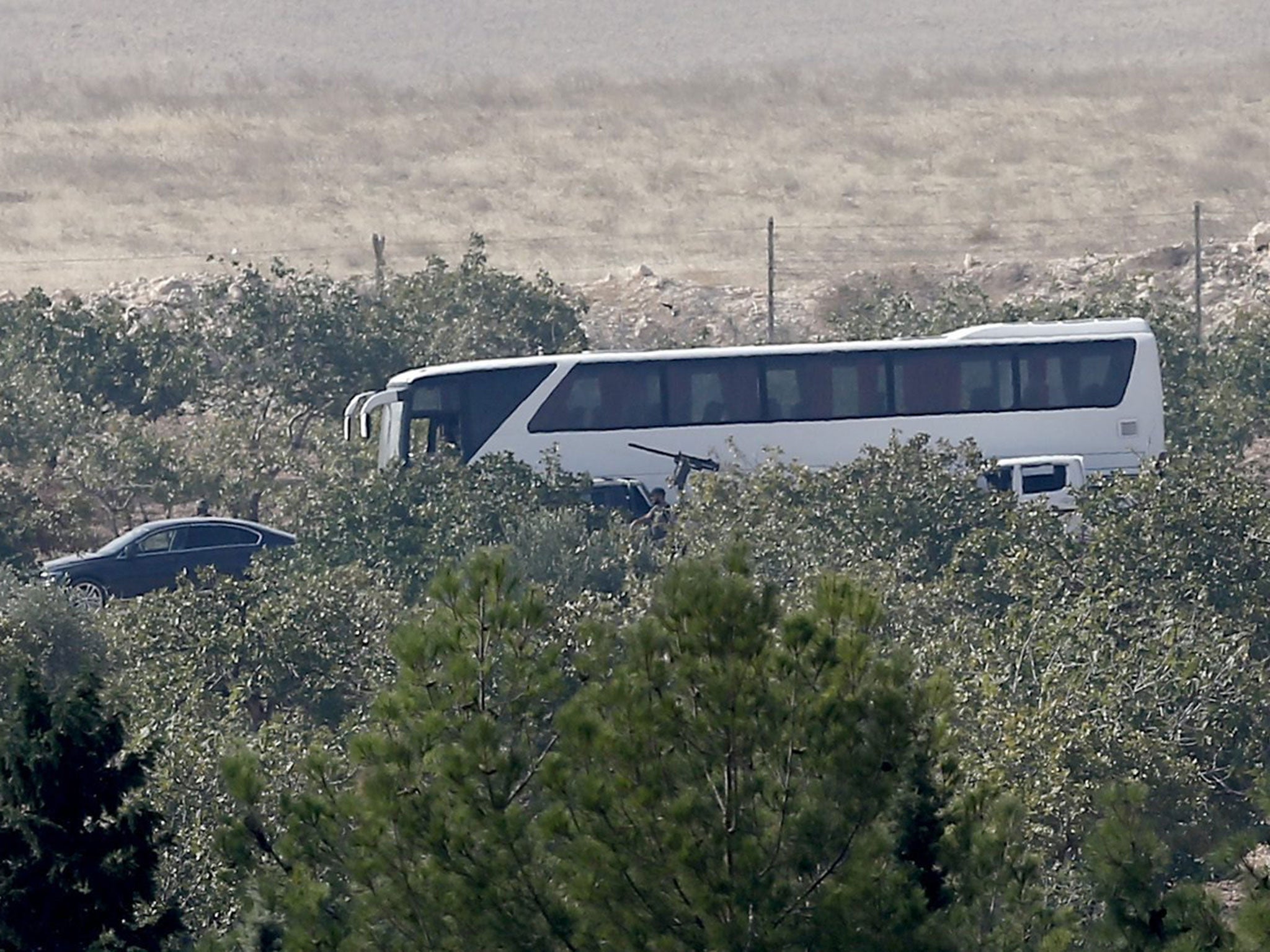 Syrian opposition fighters being transported during preparations to enter Jarablus in Karkamis, Turkey, on 24 August 2016.