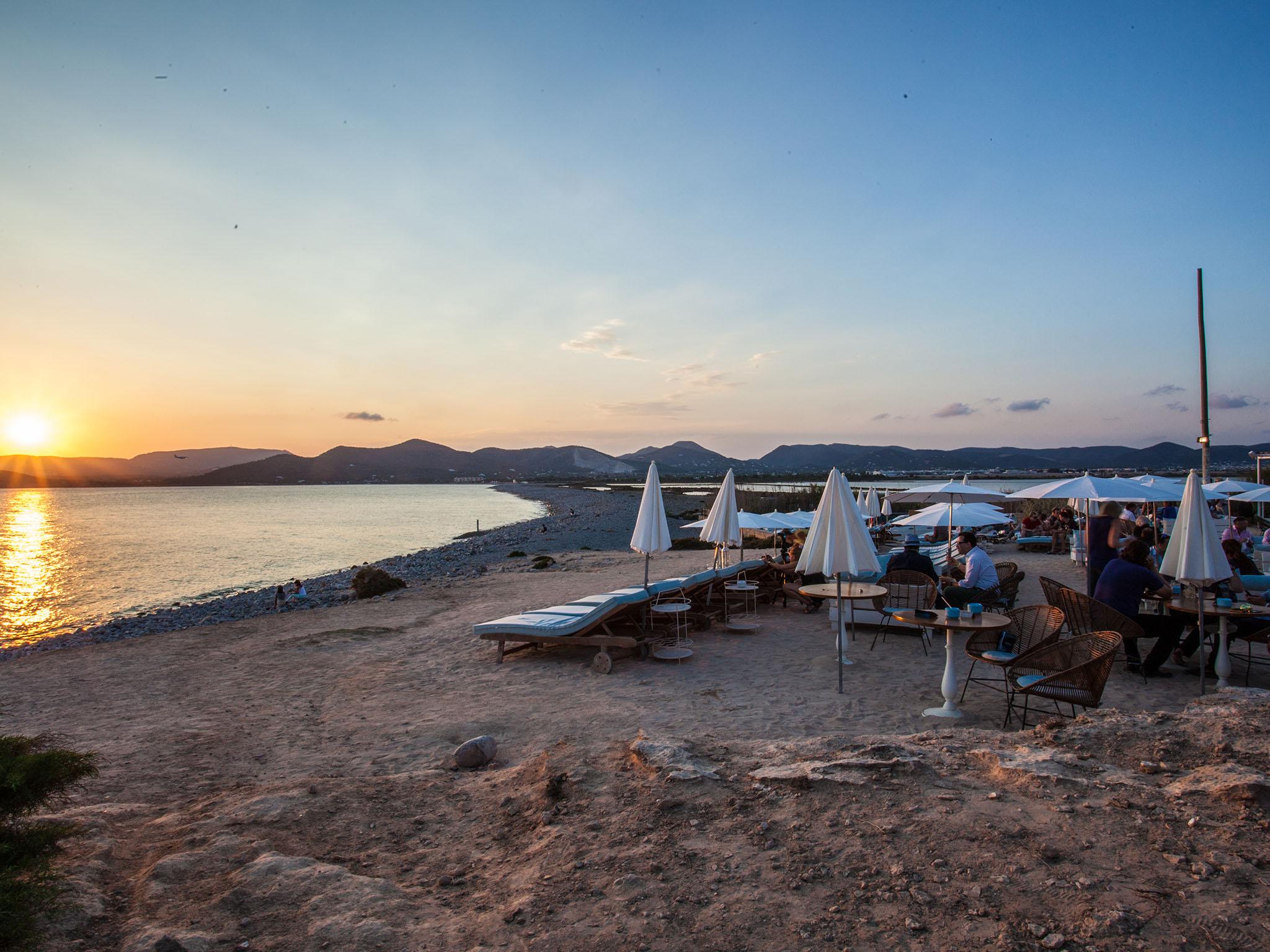 Sunset at Experimental Beach is one of the island's best spots for cocktails and tapas