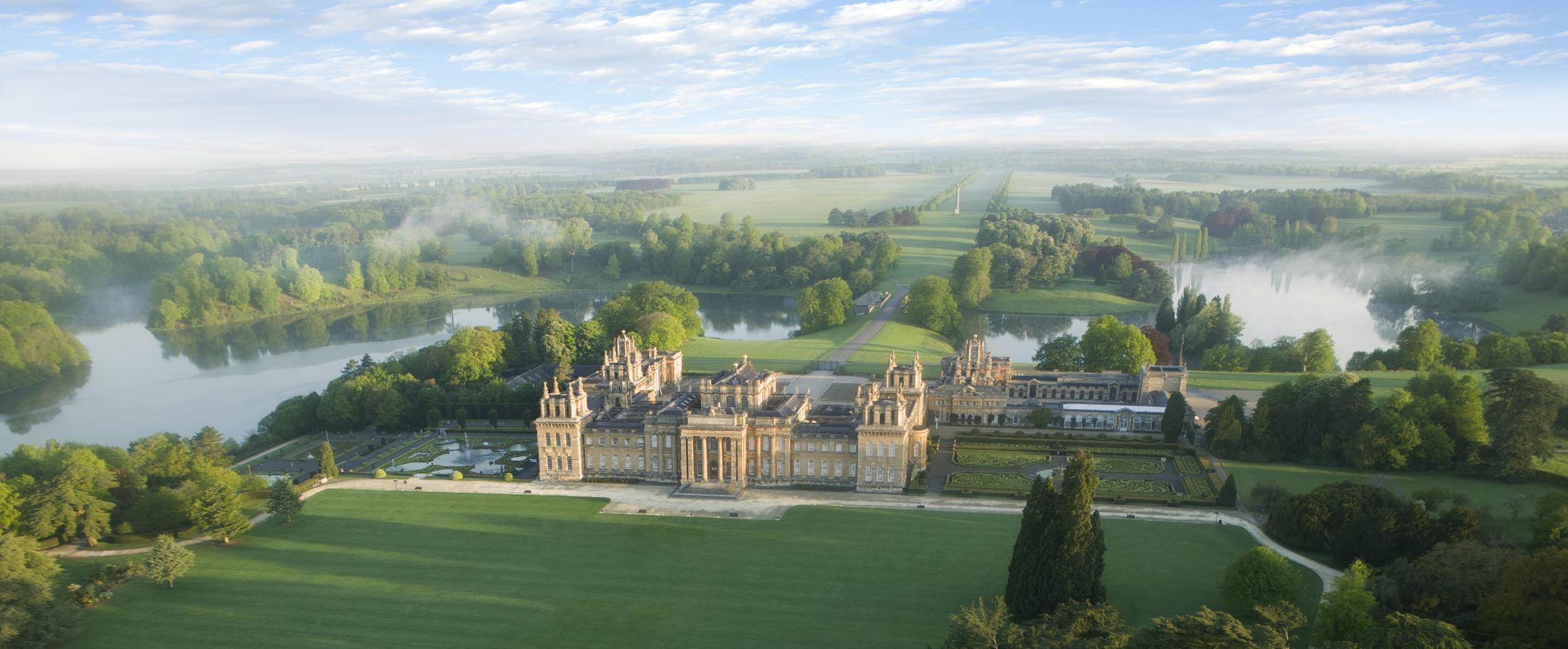 An aerial view of Blenheim Palace in Oxfordshire