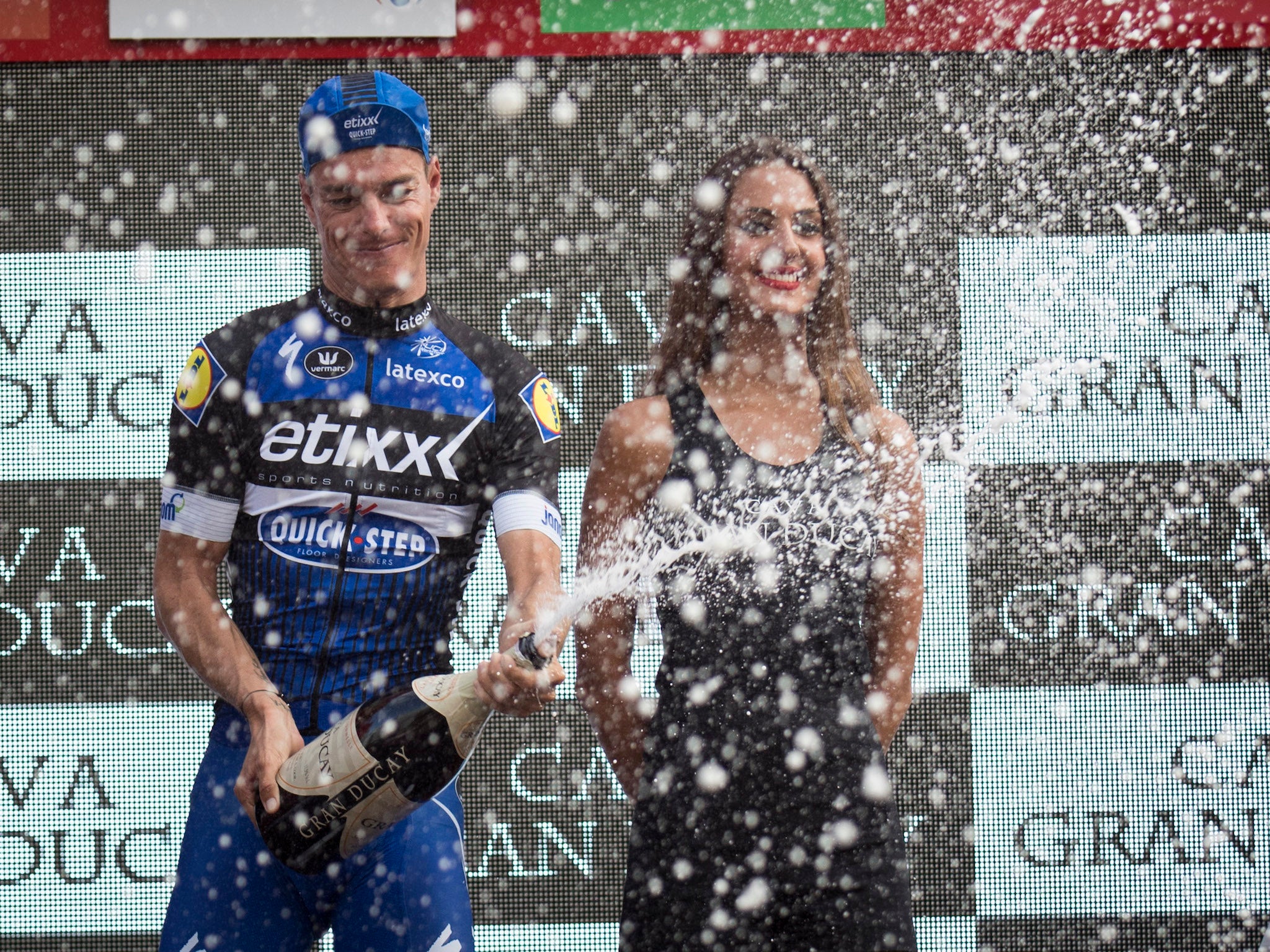 Gianni Meersman on the podium after the race