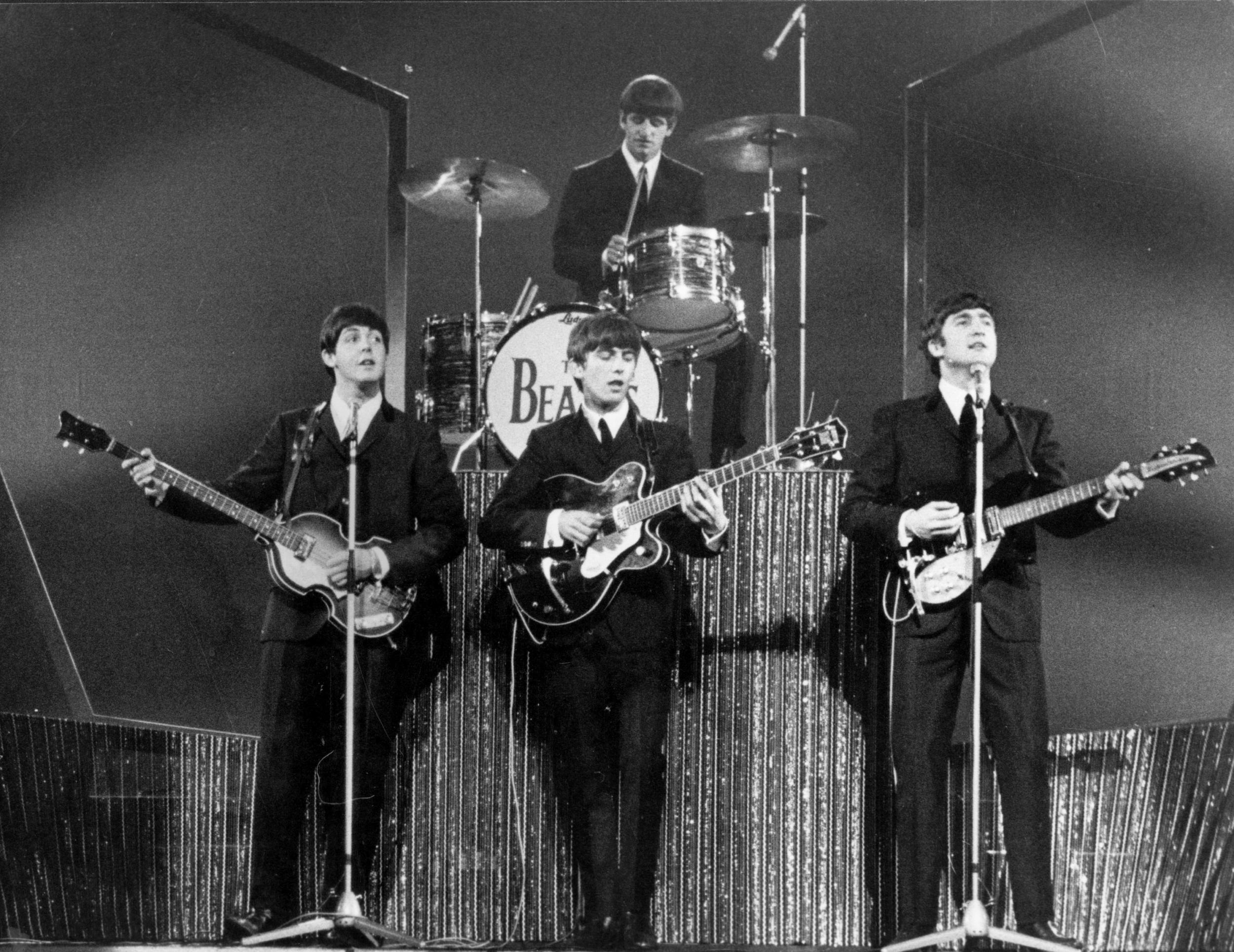 The Beatles on stage at the London Palladium in January 1964