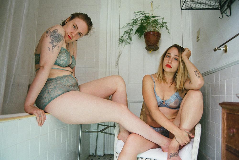 Lena Dunham (left) and Jemima Kirk (right) in the new Lonely Girl ad campaign