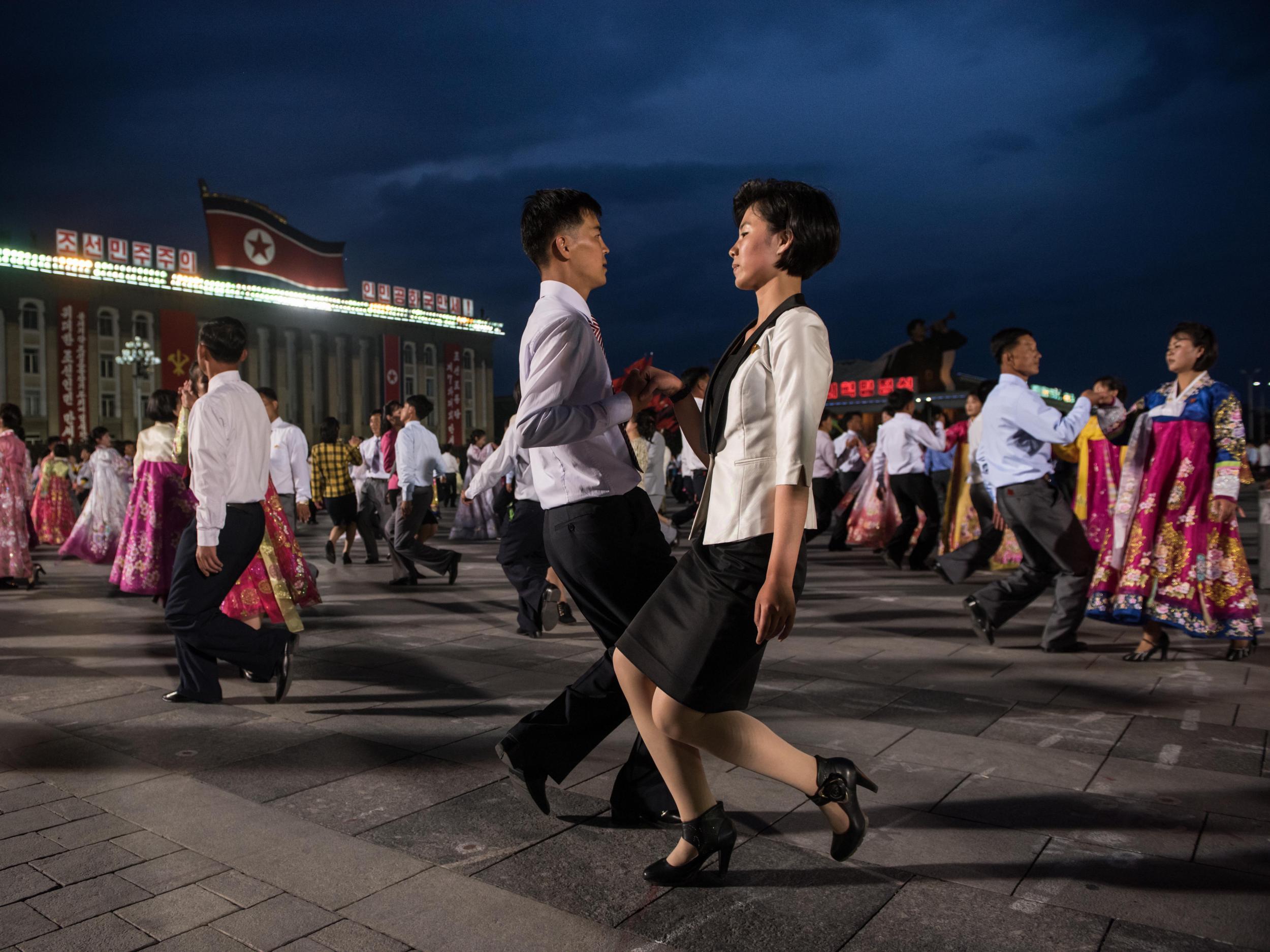 Mass dances are often held in Pyongyang after military 'successes'