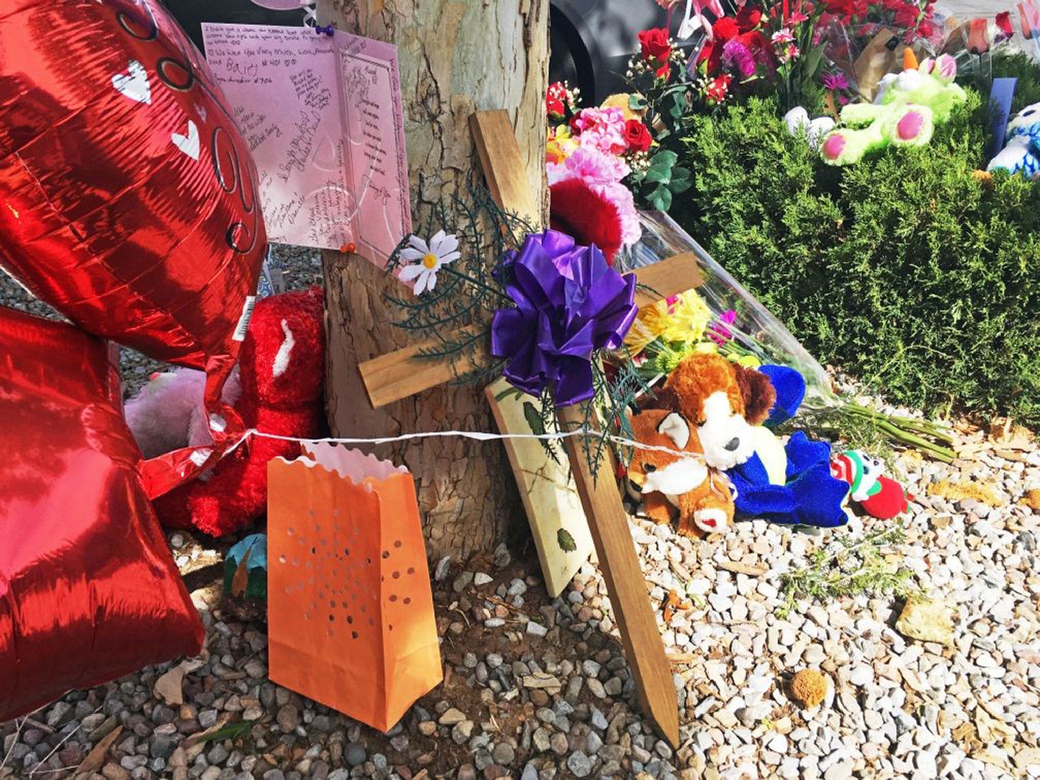 Tributes left to Victoria Martens outside the apartment complex where she lived