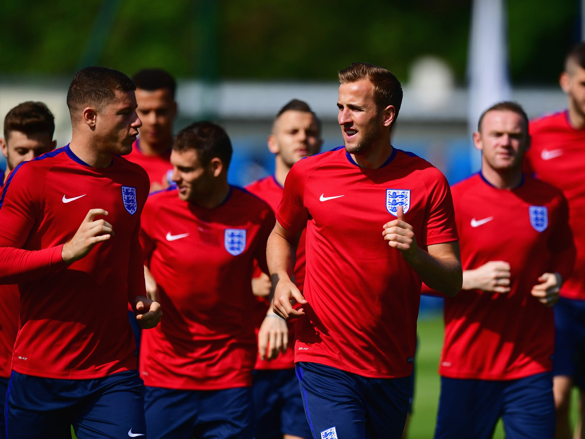 England's players training at their Chantilly base during Euro 2016