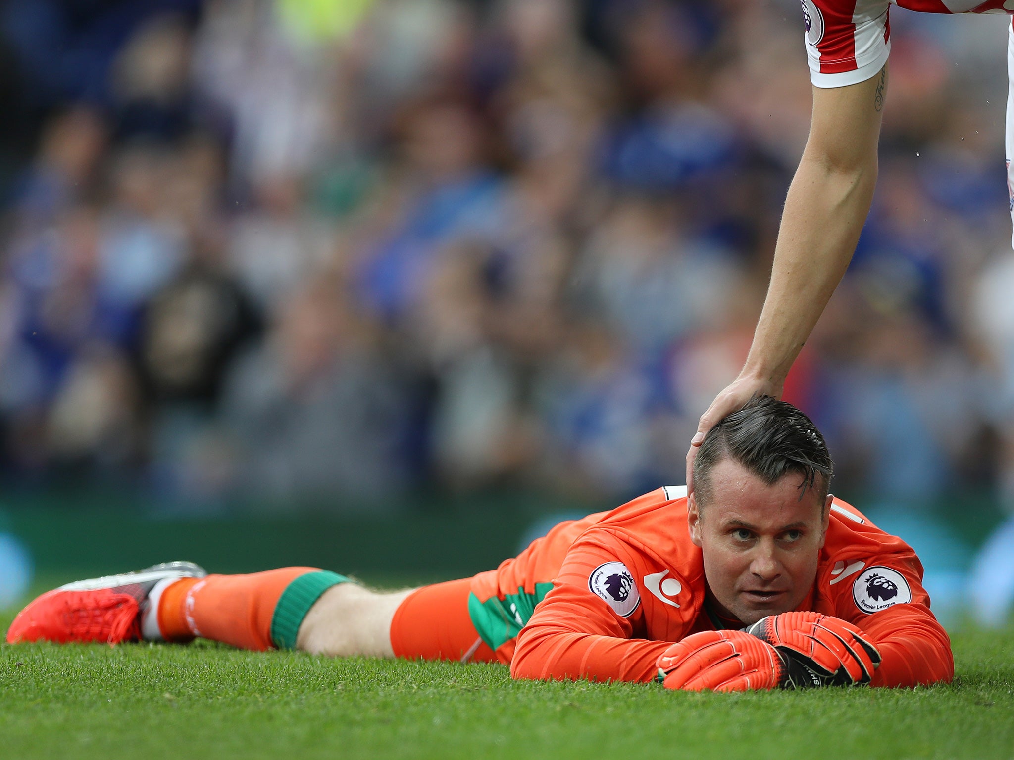 Given is consoled after seeing Baines' rebound in off him