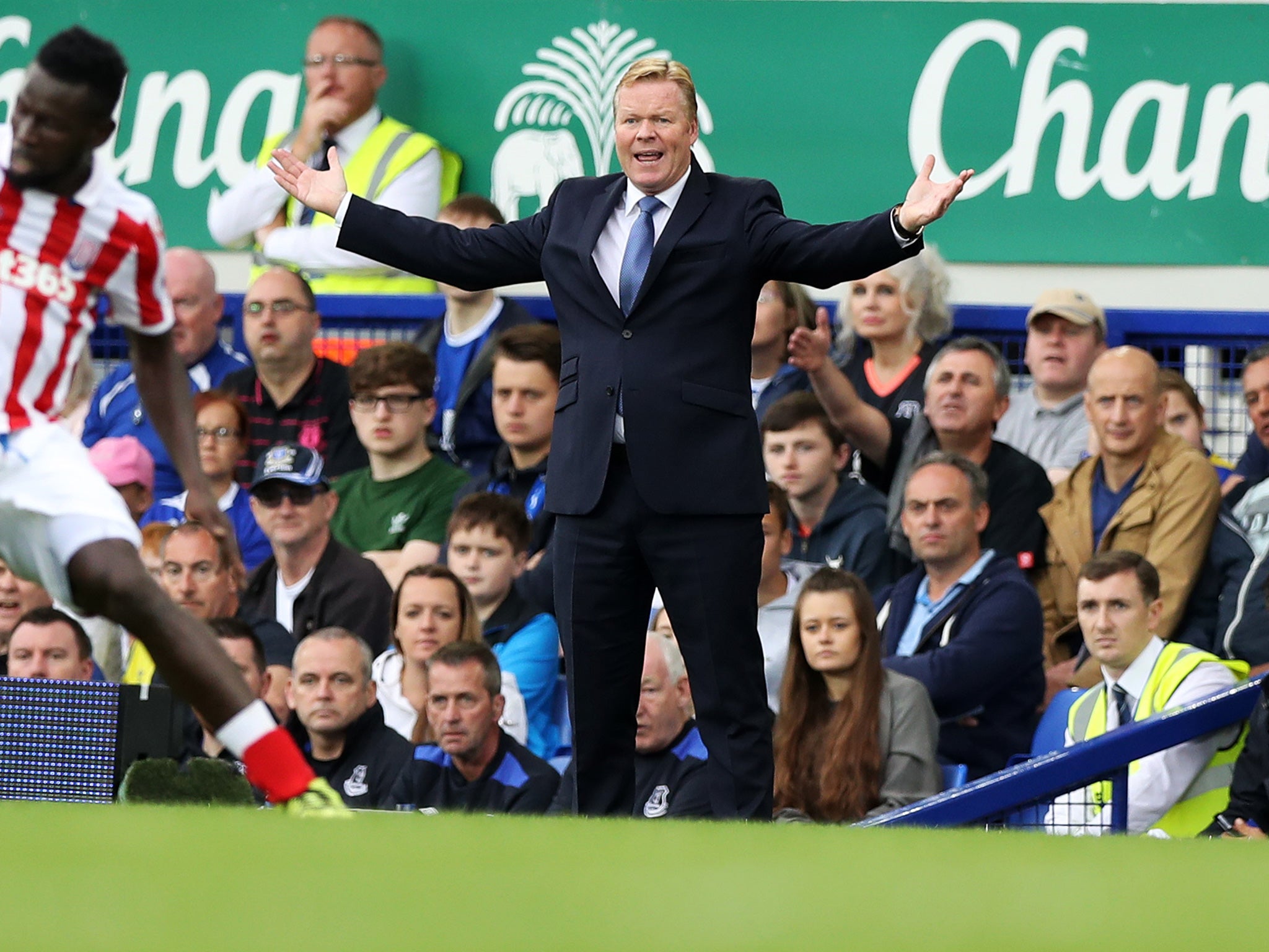 Koeman gesticulates on the touchline during the earlier 1-0 win over Stoke