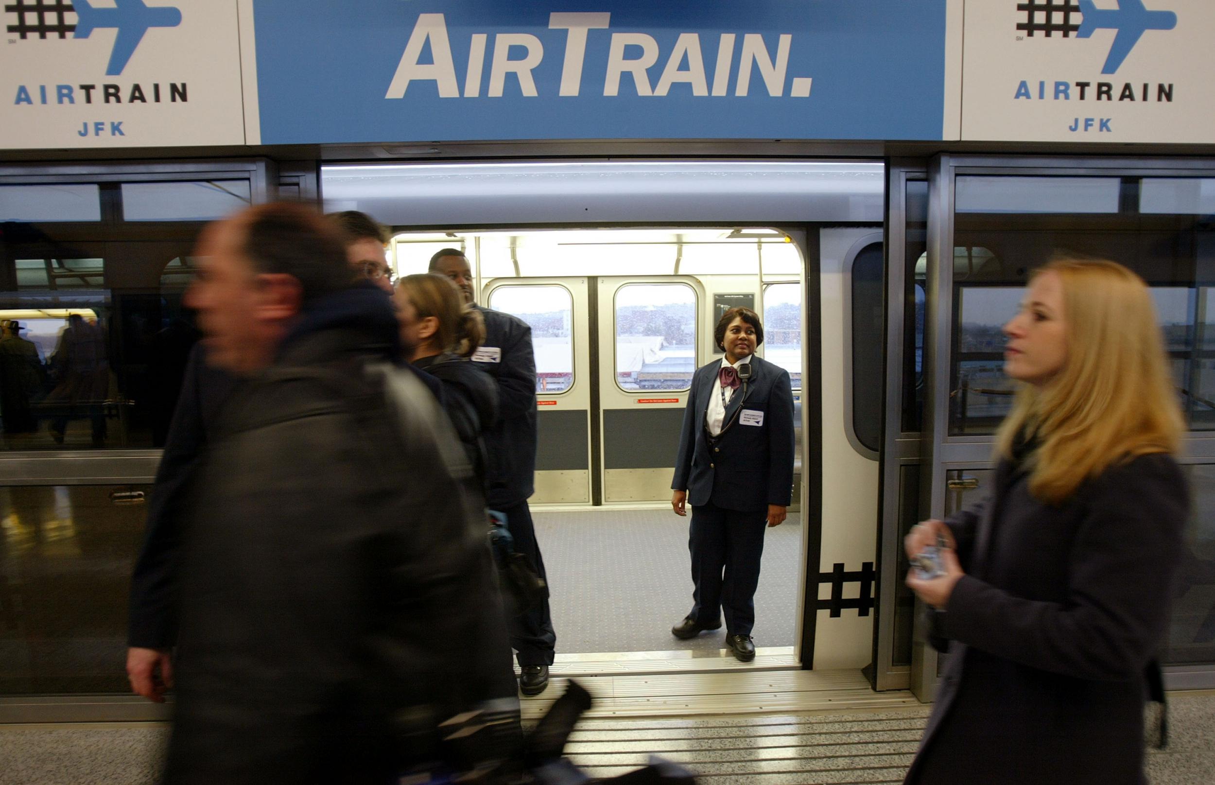 The AirTrain shuttle connects the terminals at JFK