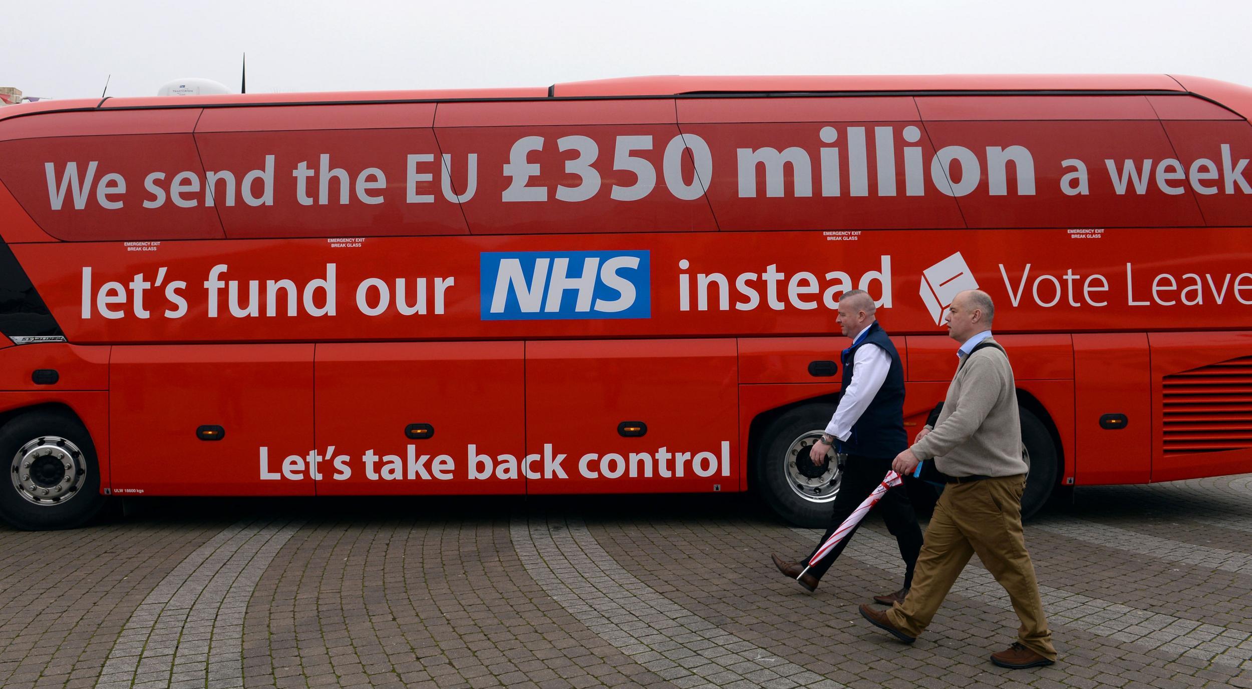 Change Britain makes no mention of NHS funding despite a message on the Vote Leave battle bus implying the £350 million a week sent to the EU would 'fund our NHS instead'