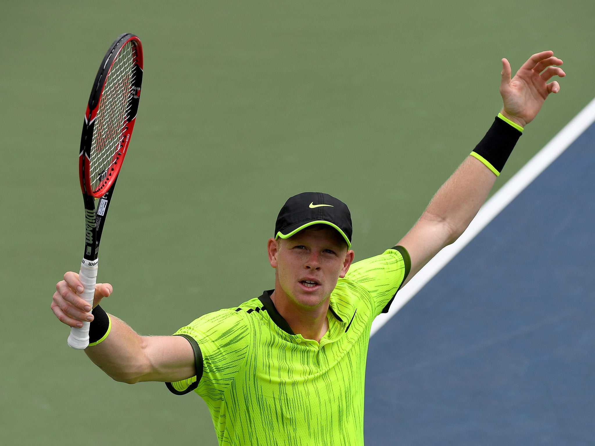 Britain's Kyle Edmund enjoys victory in New York