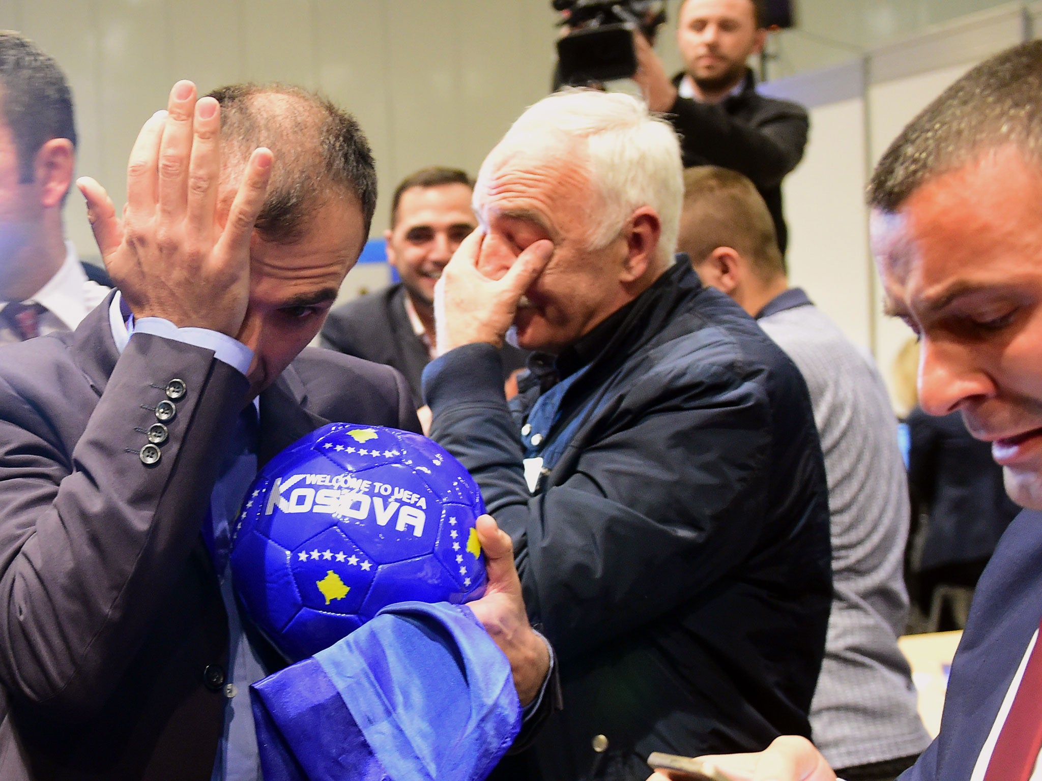 Delegations of Kosovo are overcome with emotion after gaining Uefa membership