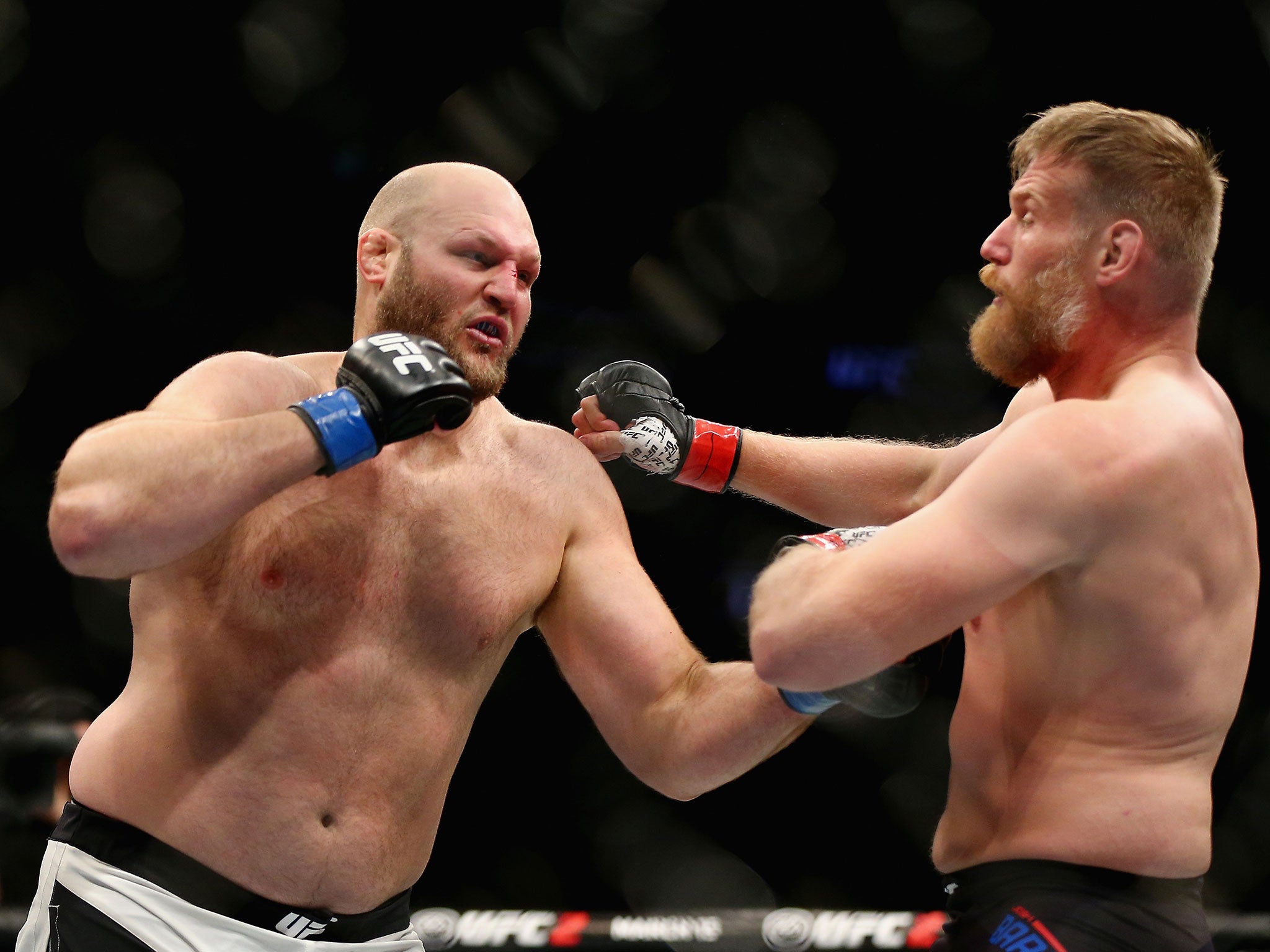 &#13;
Barnett in action against Ben Rothwell &#13;